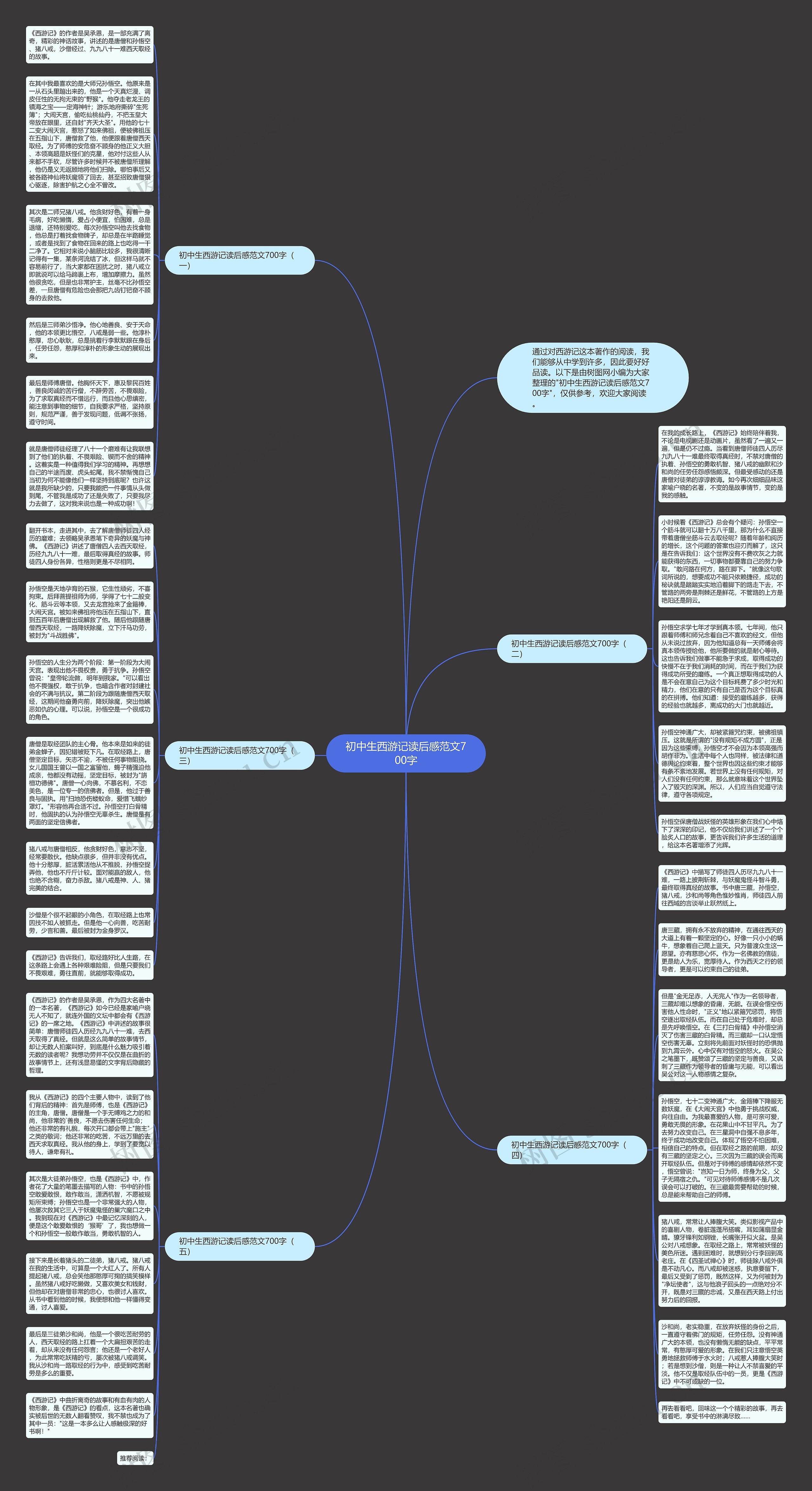 初中生西游记读后感范文700字思维导图