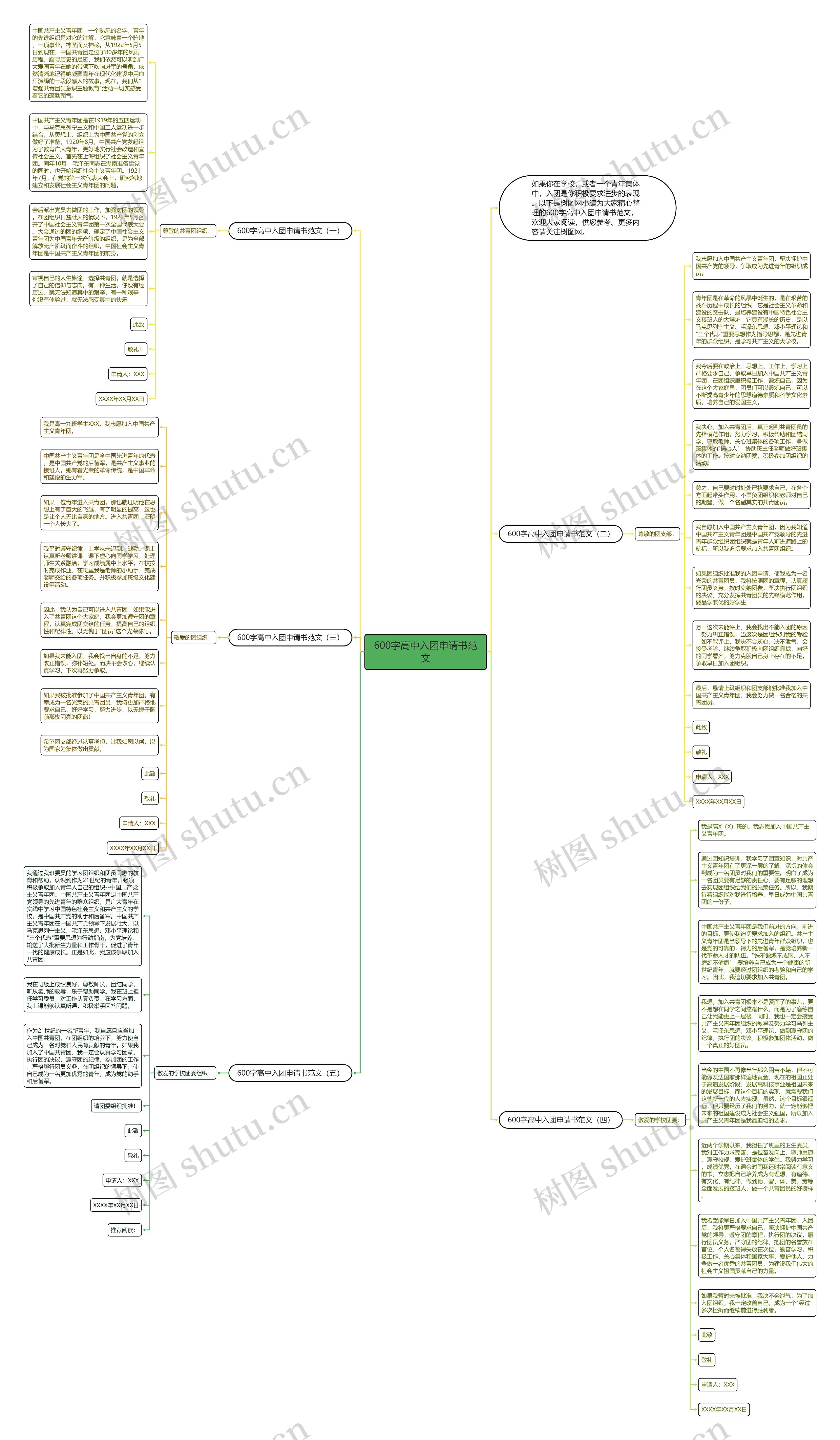 600字高中入团申请书范文思维导图