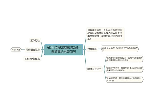 长沙1文员2客服3旅游计调漂亮的求职简历