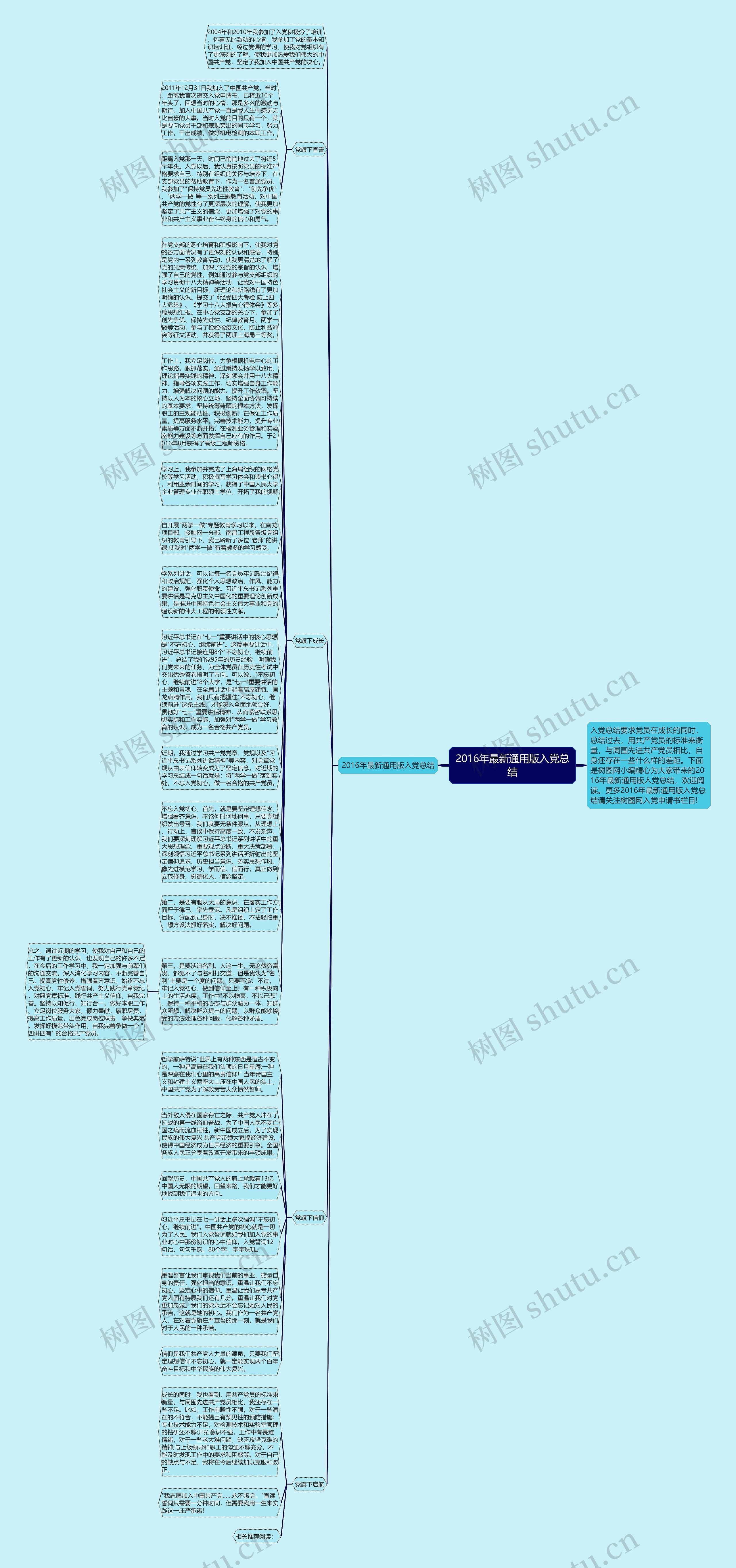 2016年最新通用版入党总结思维导图