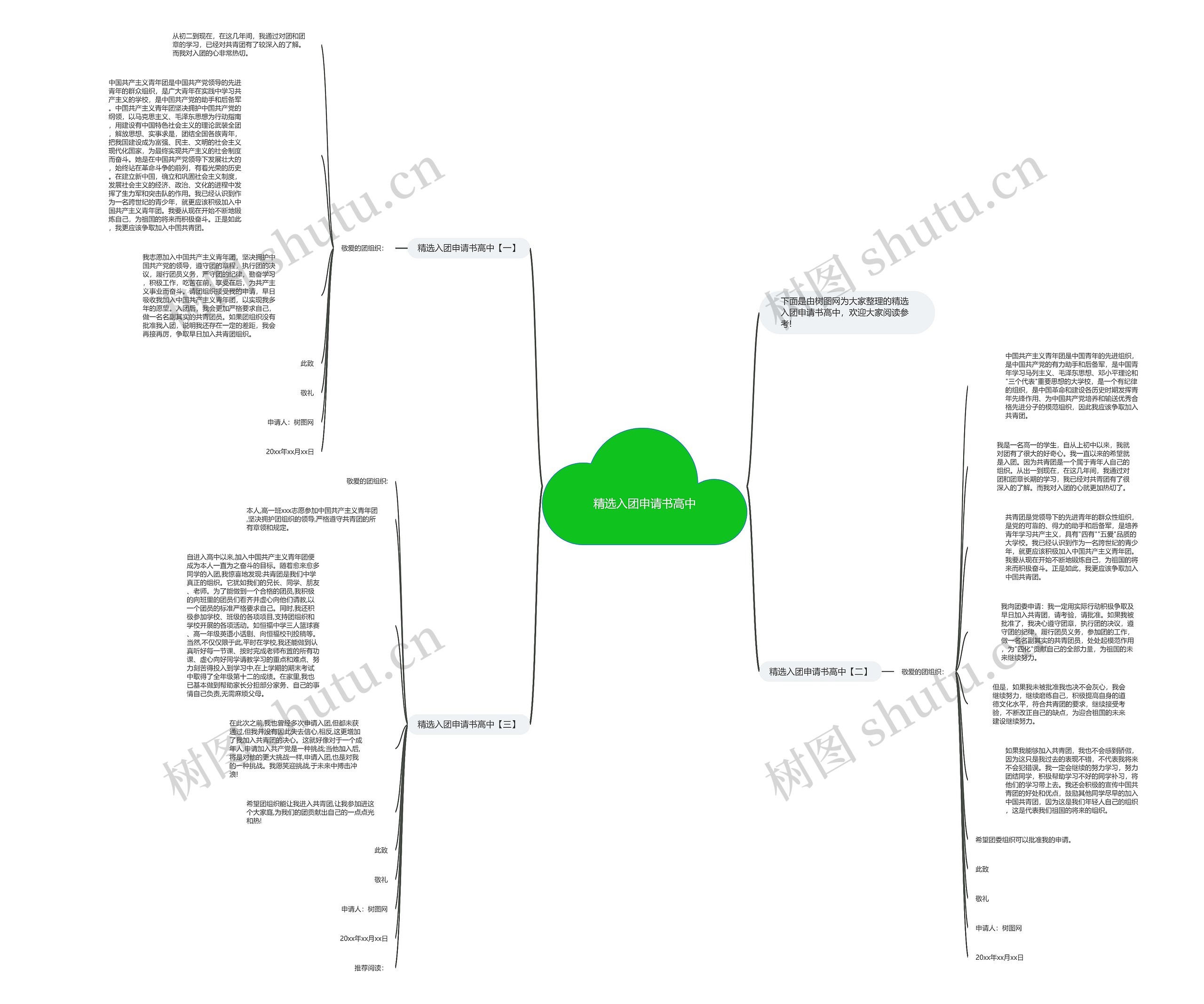 精选入团申请书高中思维导图