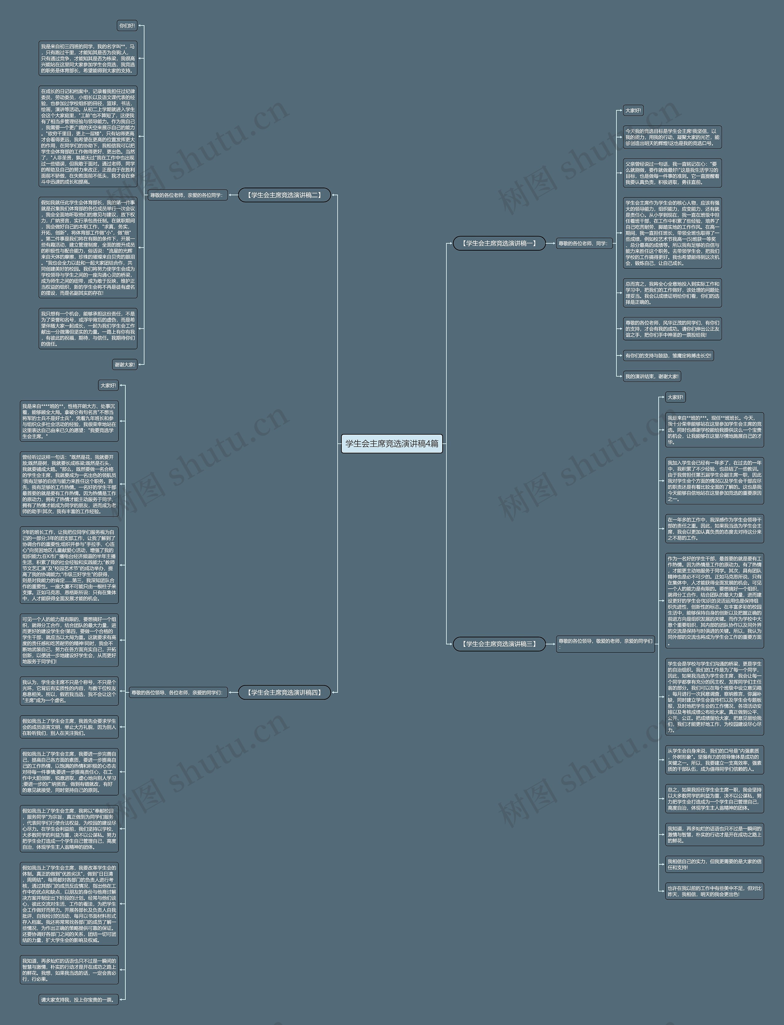 学生会主席竞选演讲稿4篇思维导图