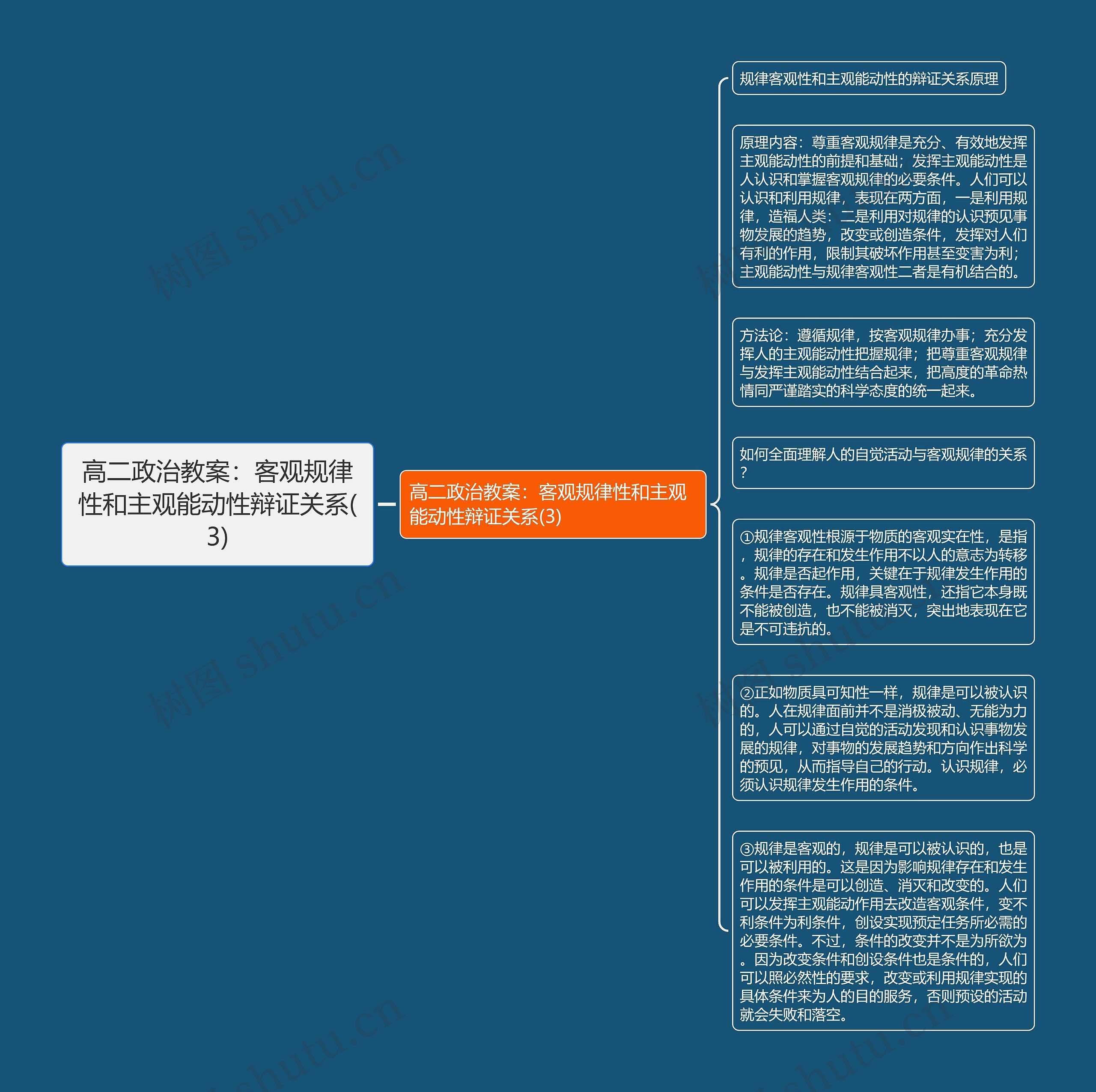 高二政治教案：客观规律性和主观能动性辩证关系(3)思维导图