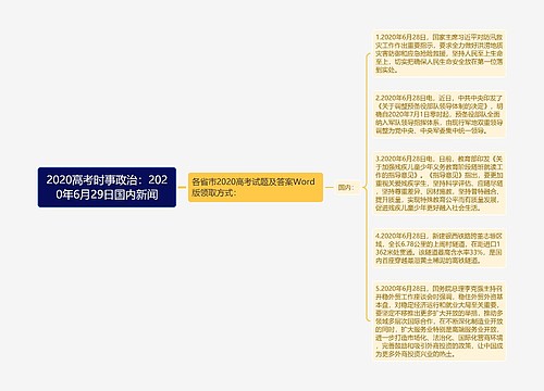 2020高考时事政治：2020年6月29日国内新闻