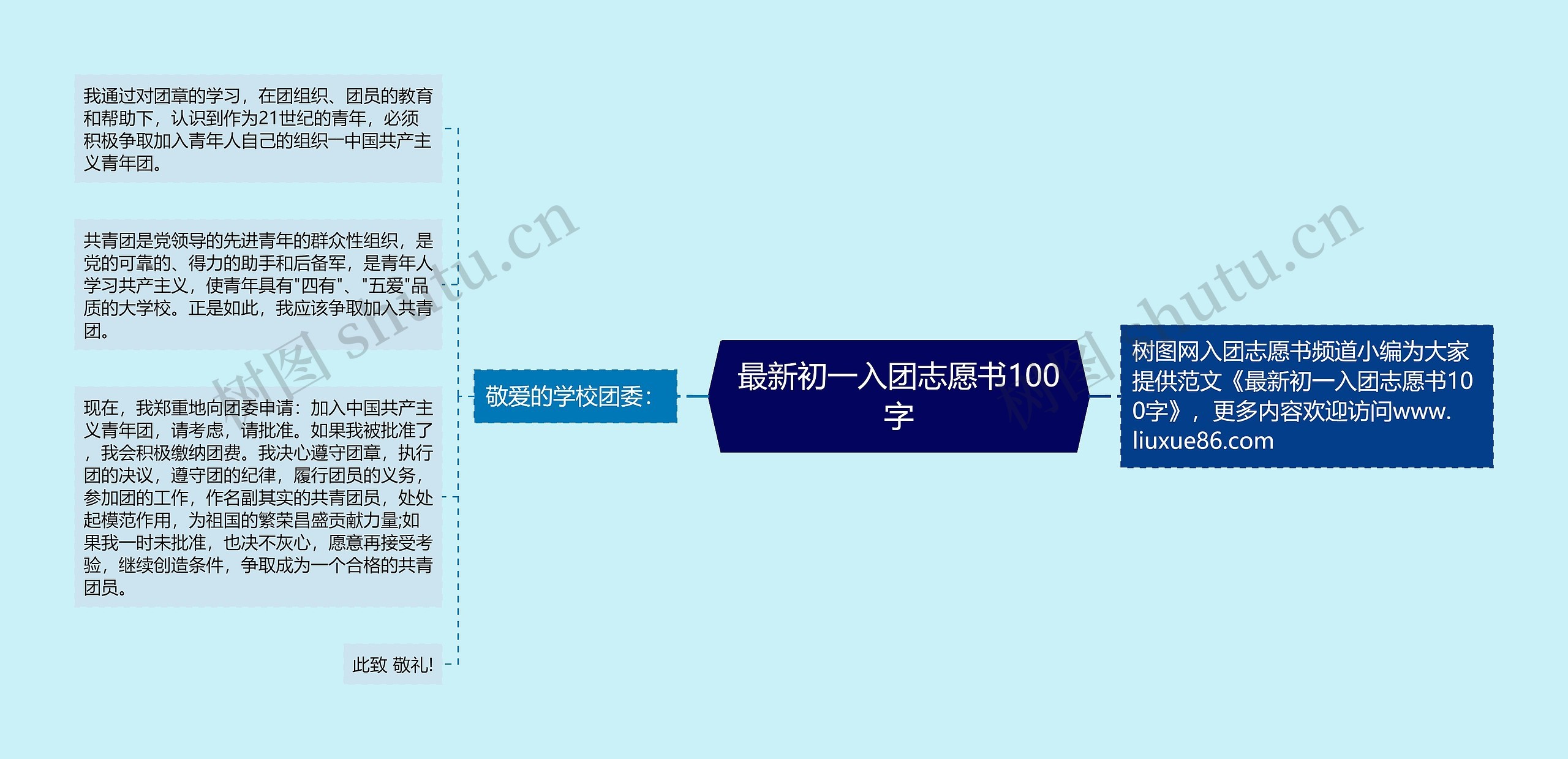 最新初一入团志愿书100字思维导图