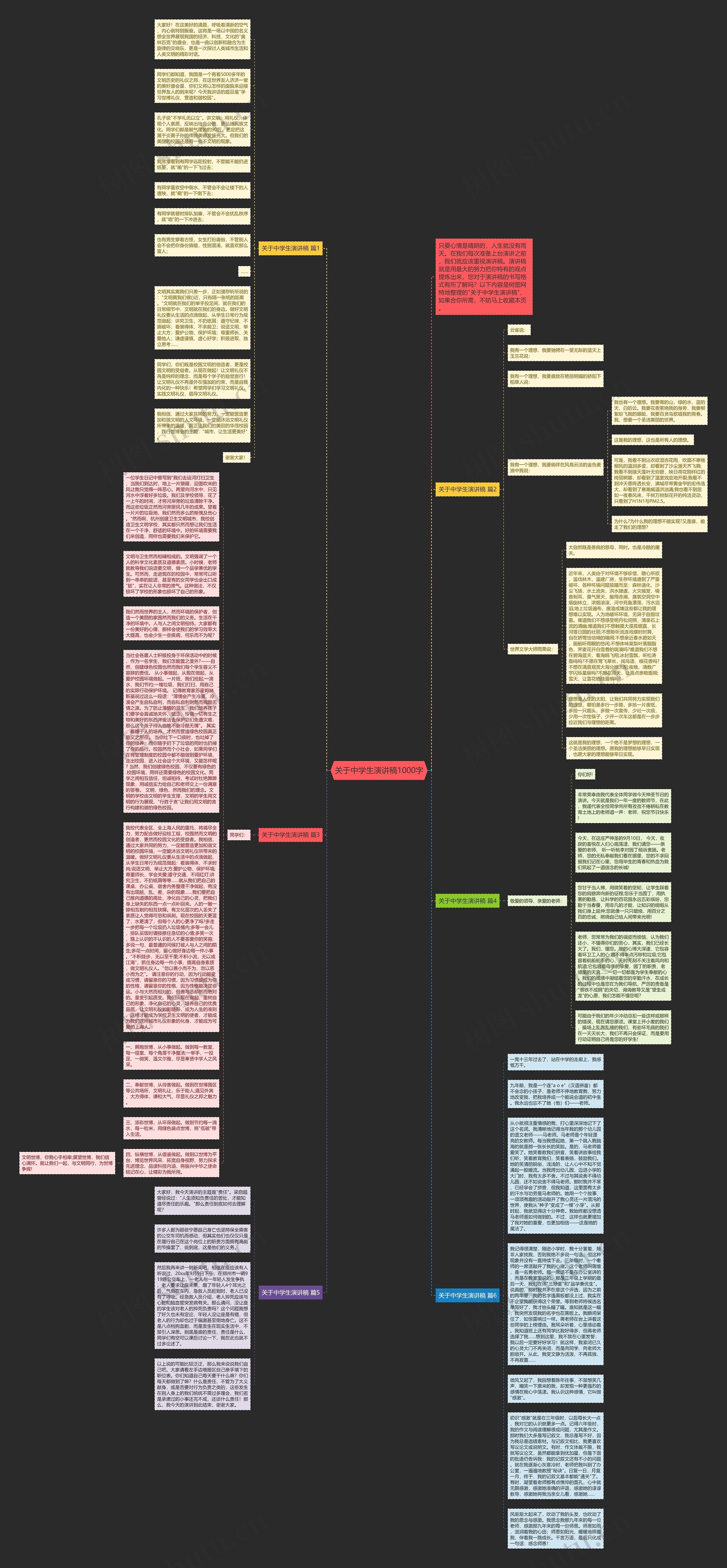 关于中学生演讲稿1000字思维导图