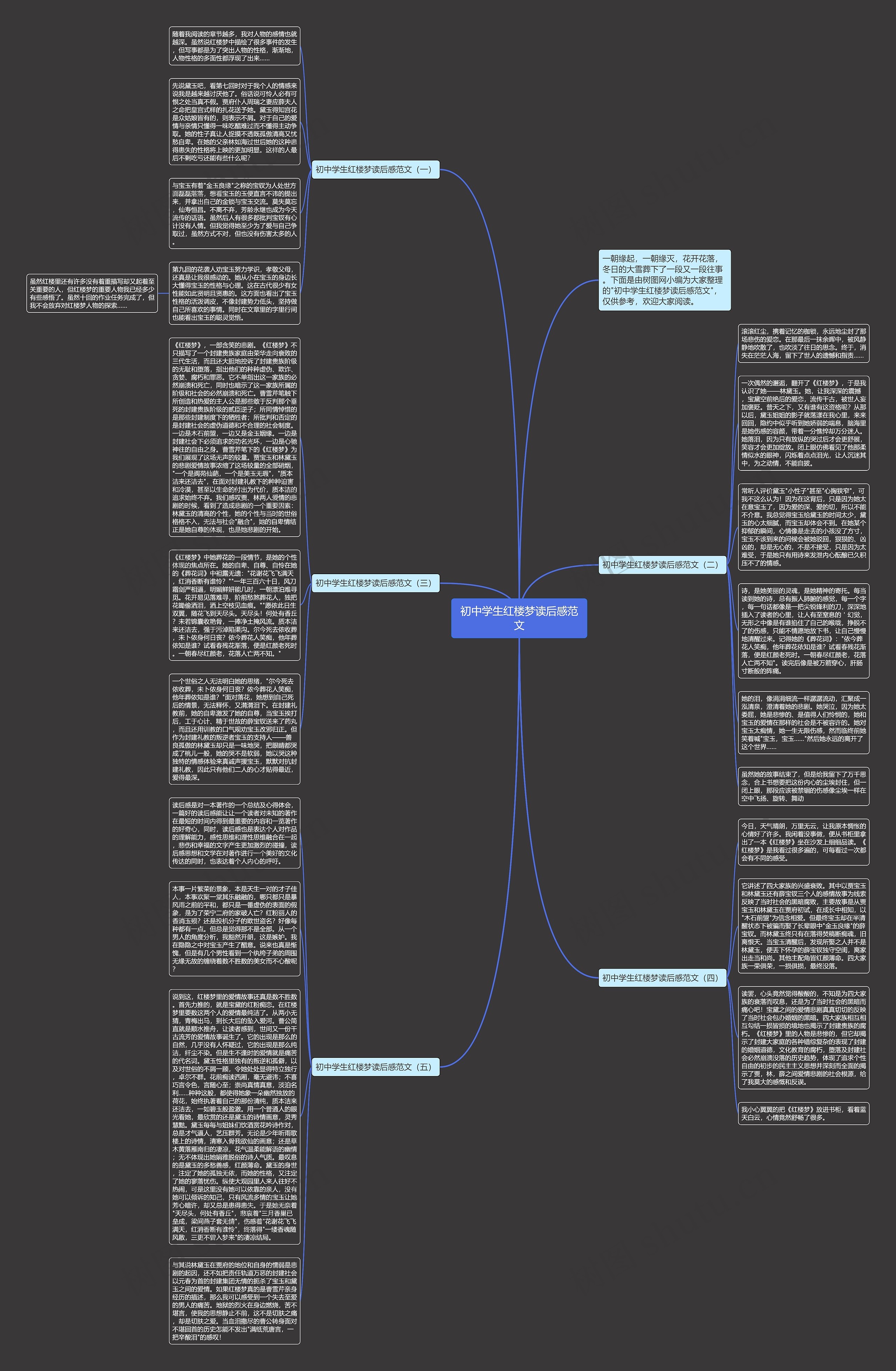 初中学生红楼梦读后感范文思维导图