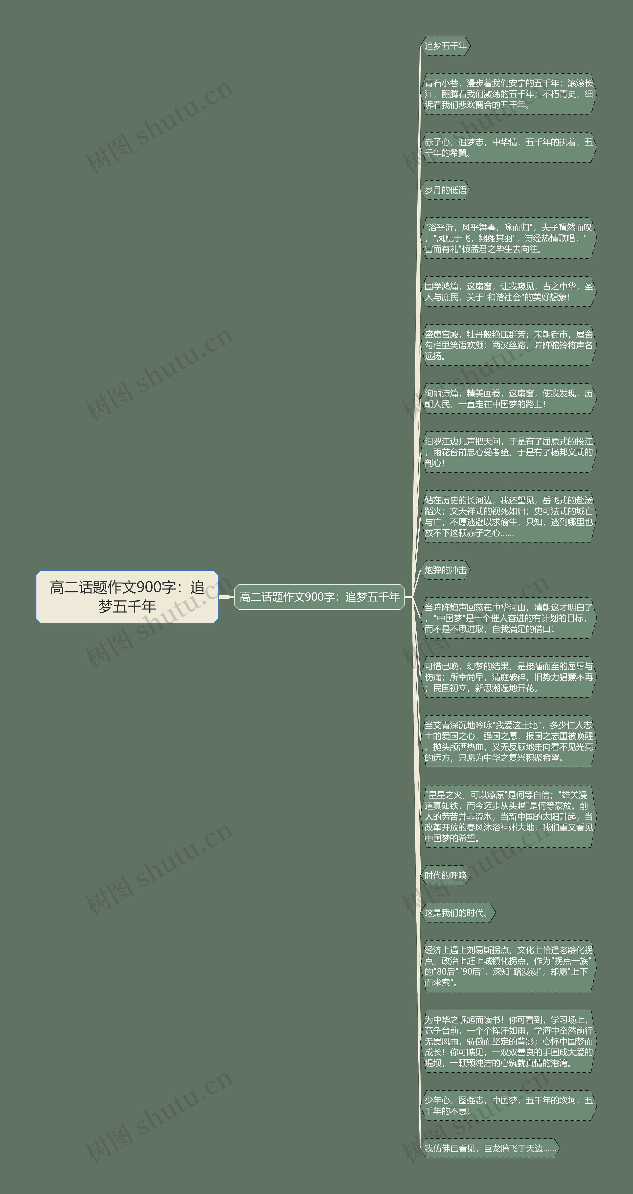 高二话题作文900字：追梦五千年思维导图