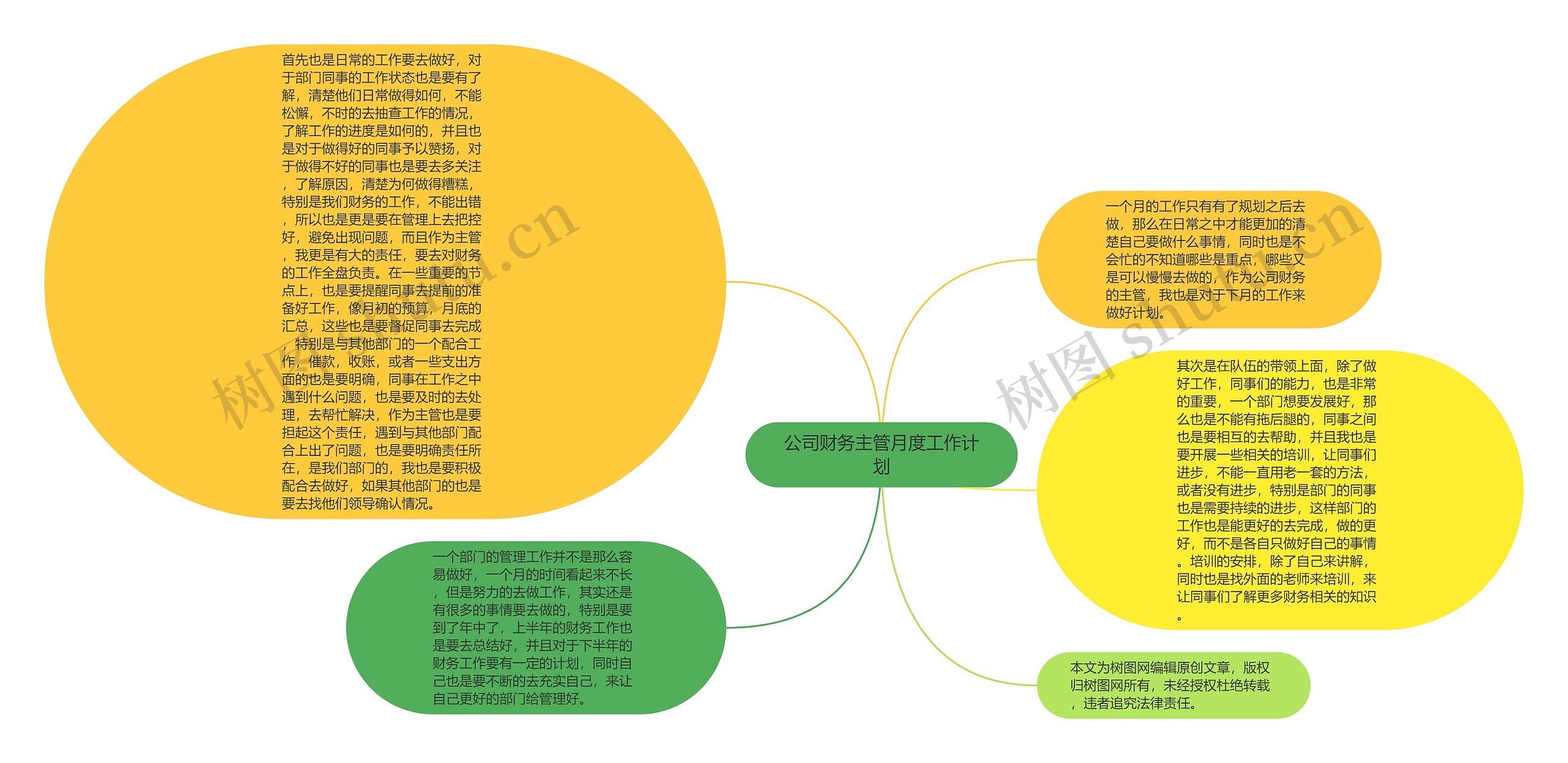 公司财务主管月度工作计划思维导图