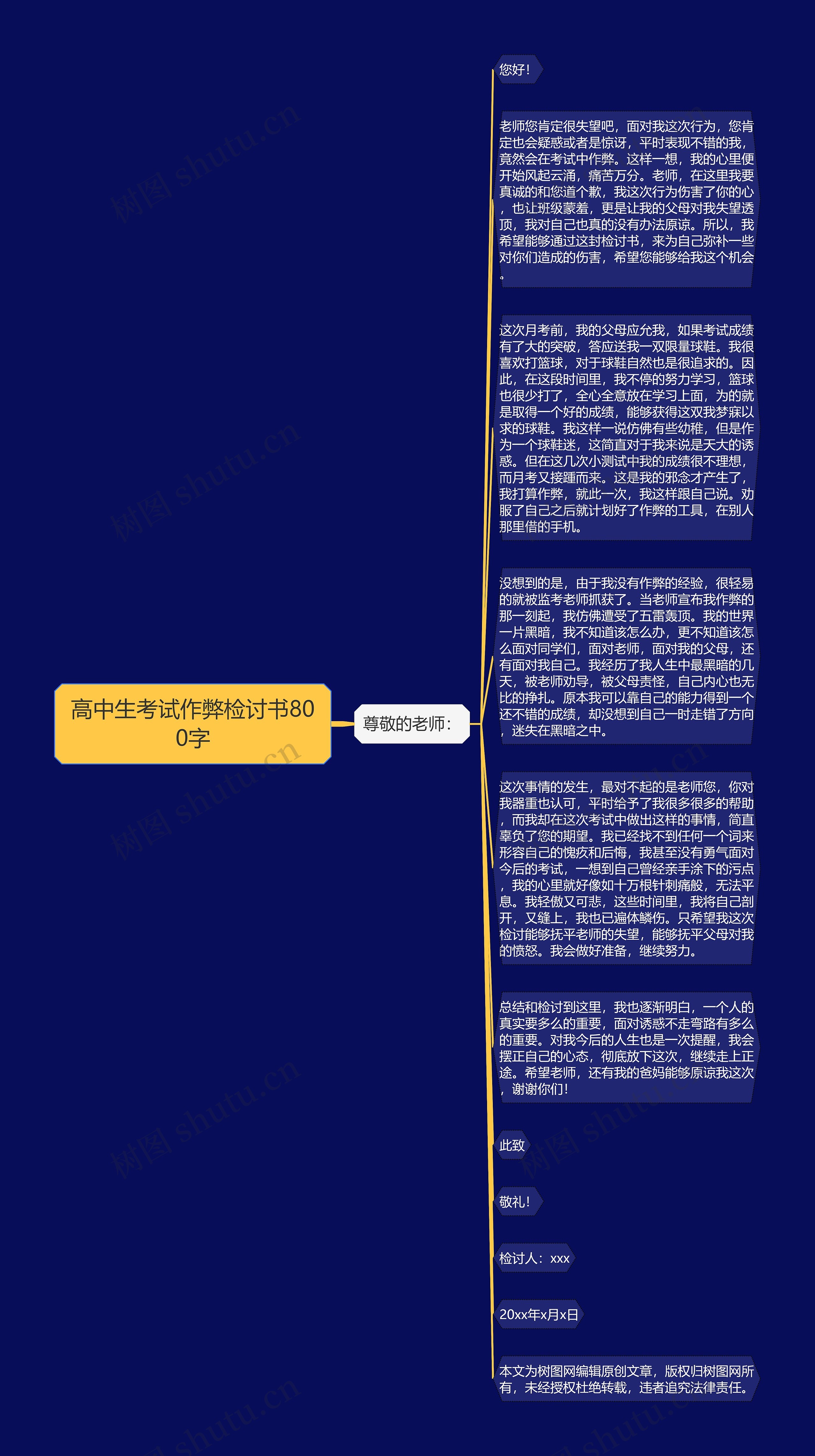 高中生考试作弊检讨书800字