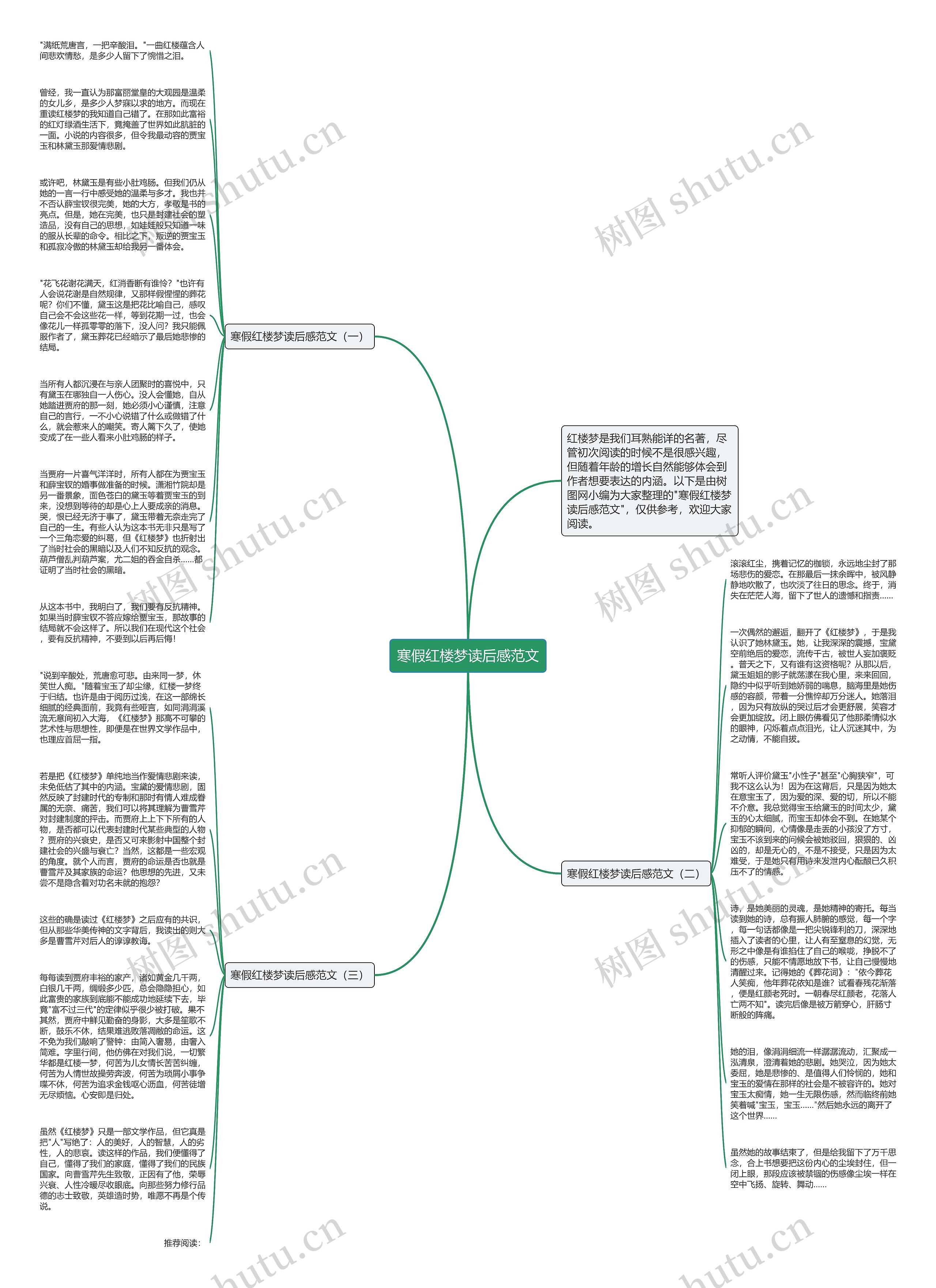 寒假红楼梦读后感范文思维导图