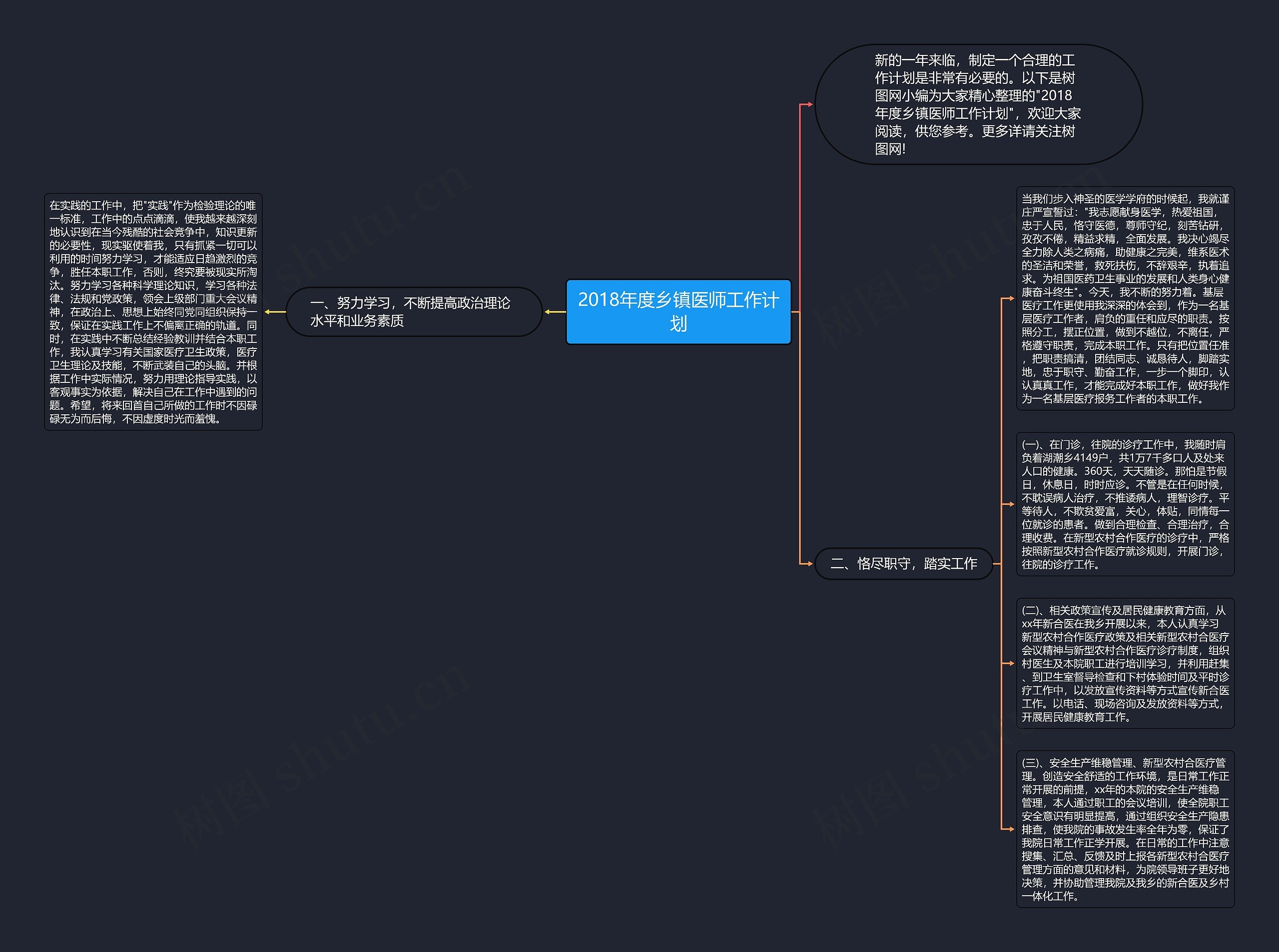 2018年度乡镇医师工作计划思维导图