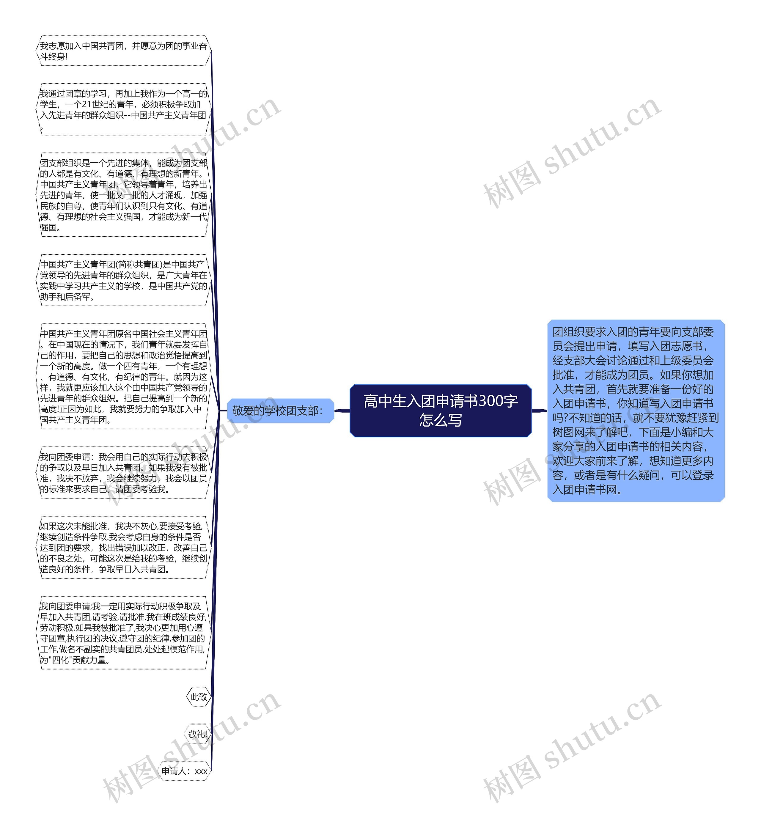 高中生入团申请书300字怎么写思维导图