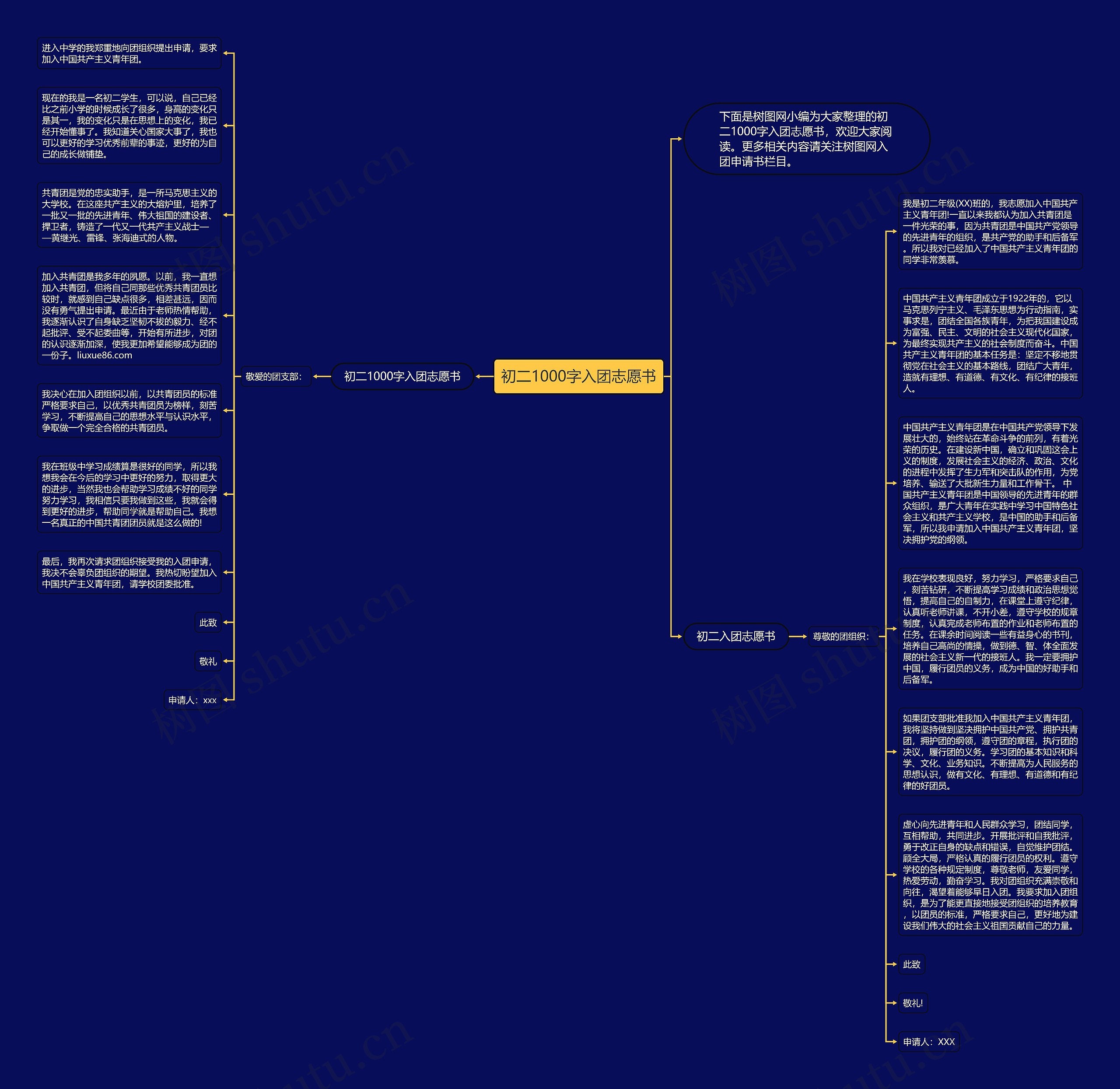 初二1000字入团志愿书思维导图