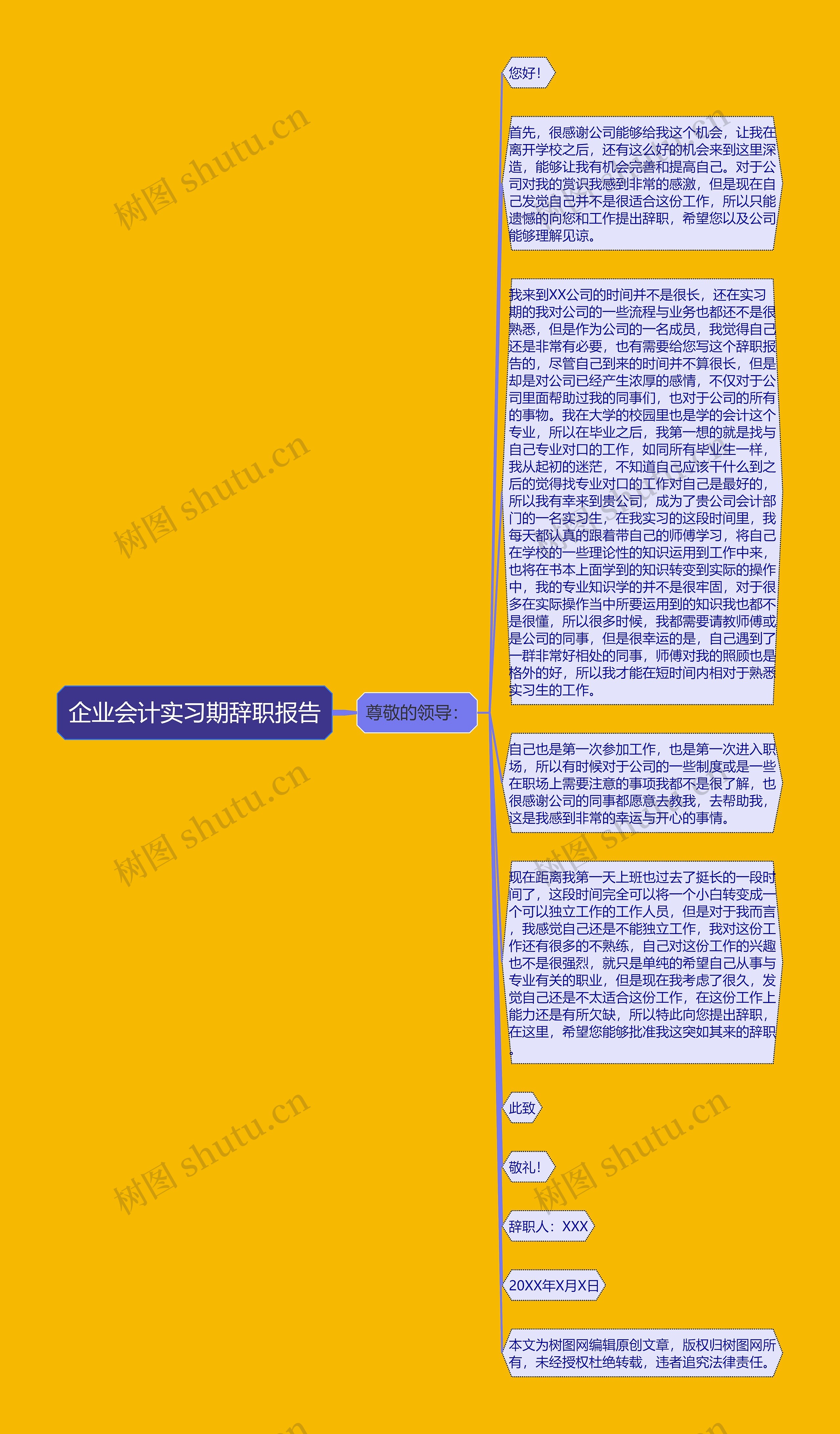 企业会计实习期辞职报告思维导图