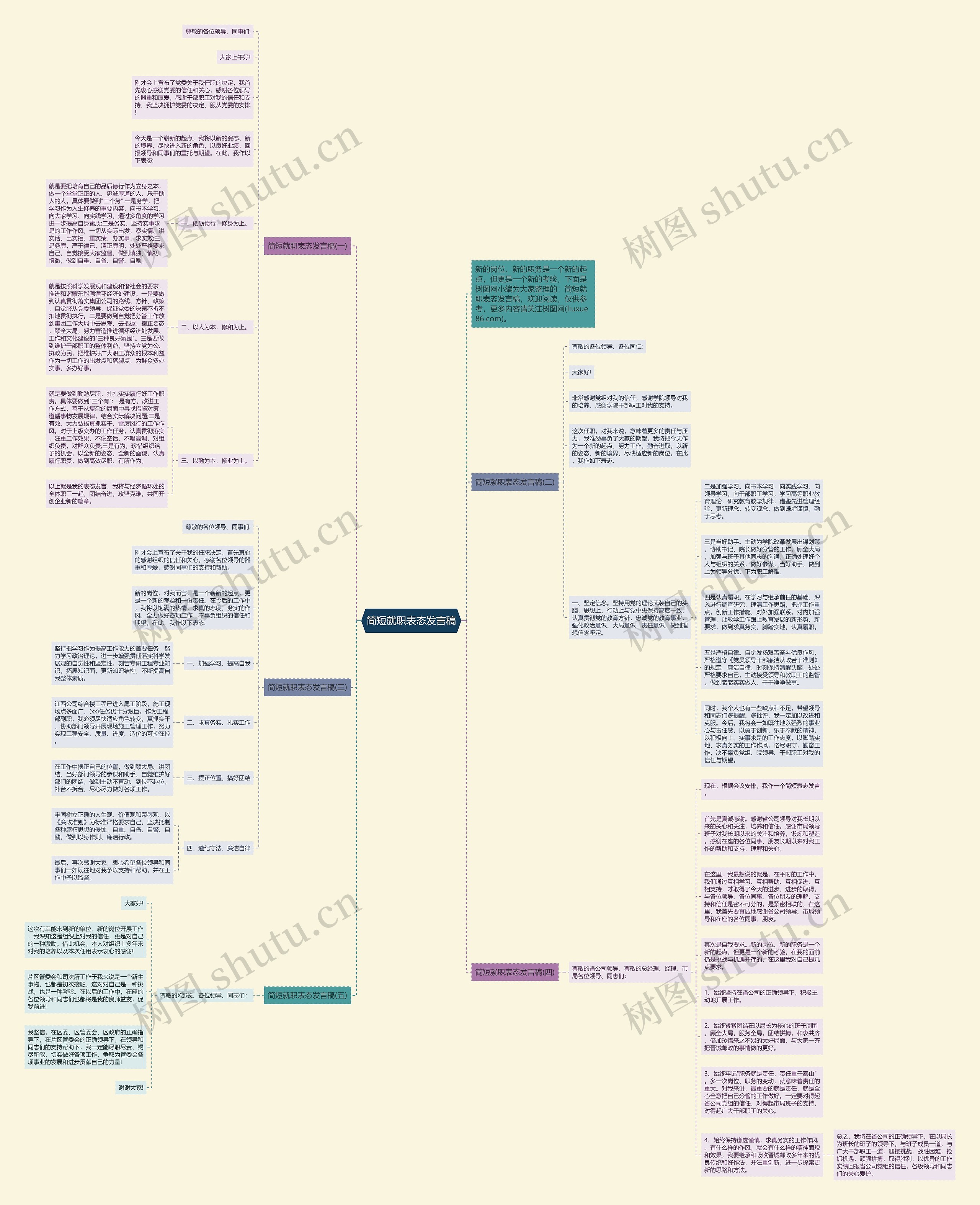 简短就职表态发言稿思维导图