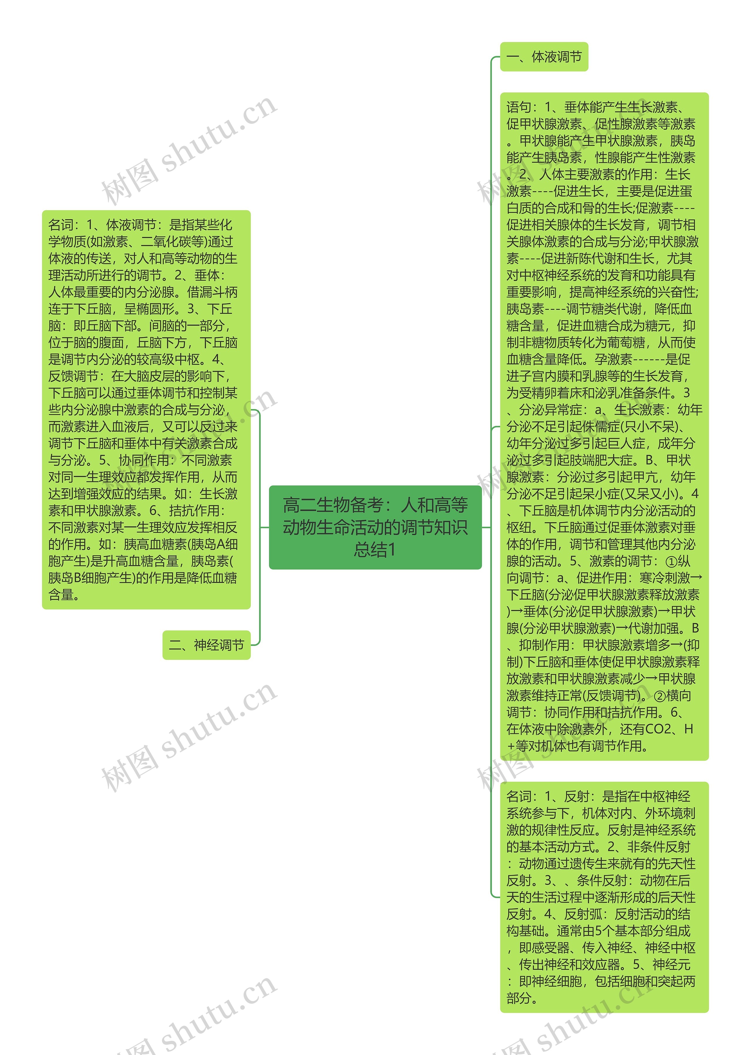 高二生物备考：人和高等动物生命活动的调节知识总结1