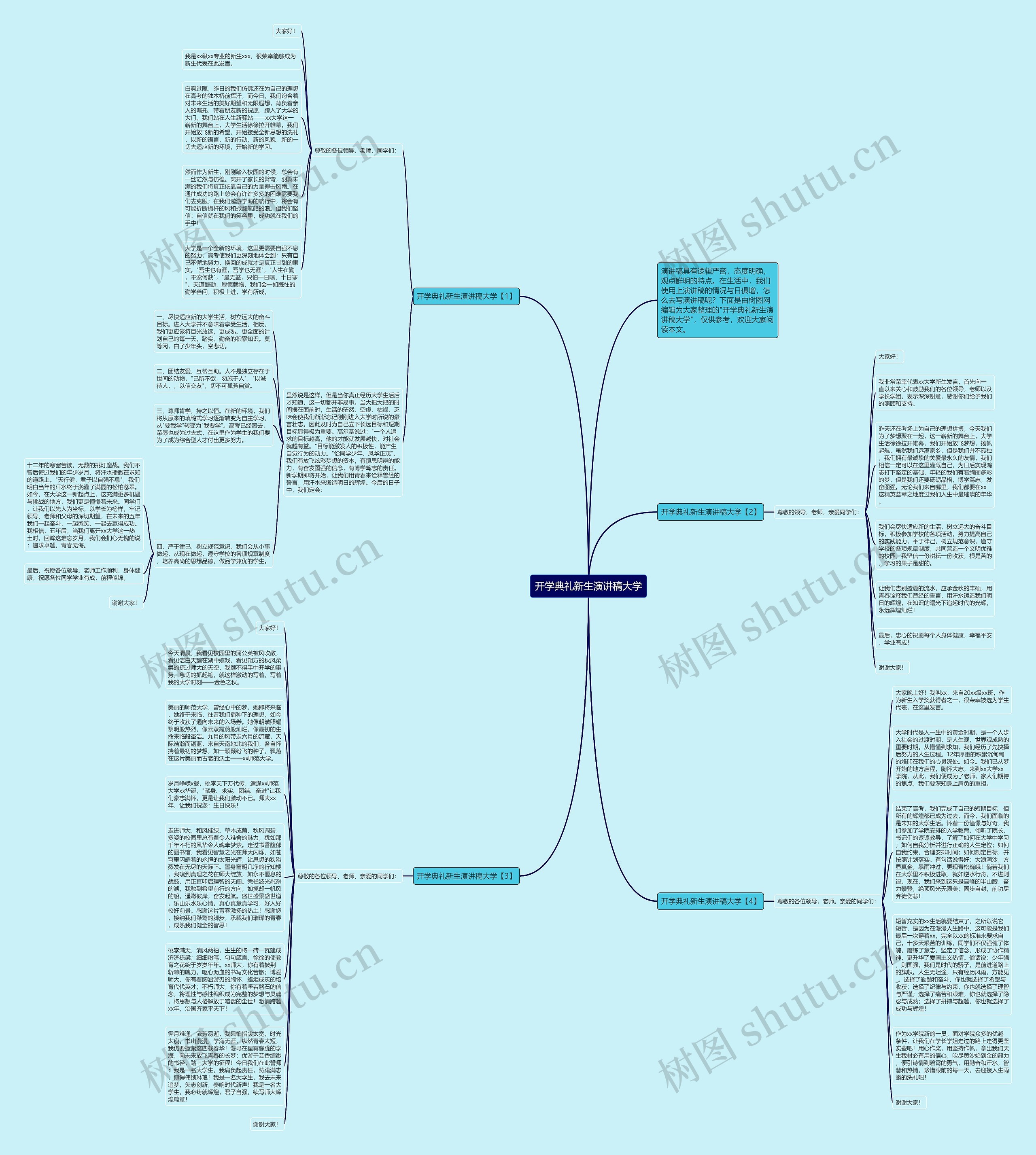 开学典礼新生演讲稿大学思维导图