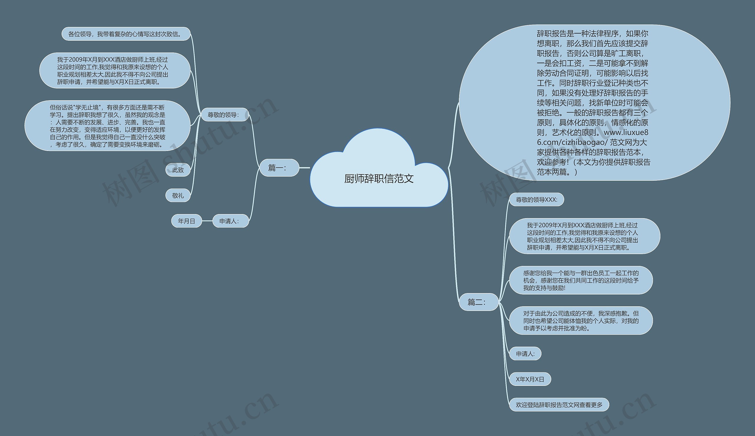 厨师辞职信范文思维导图