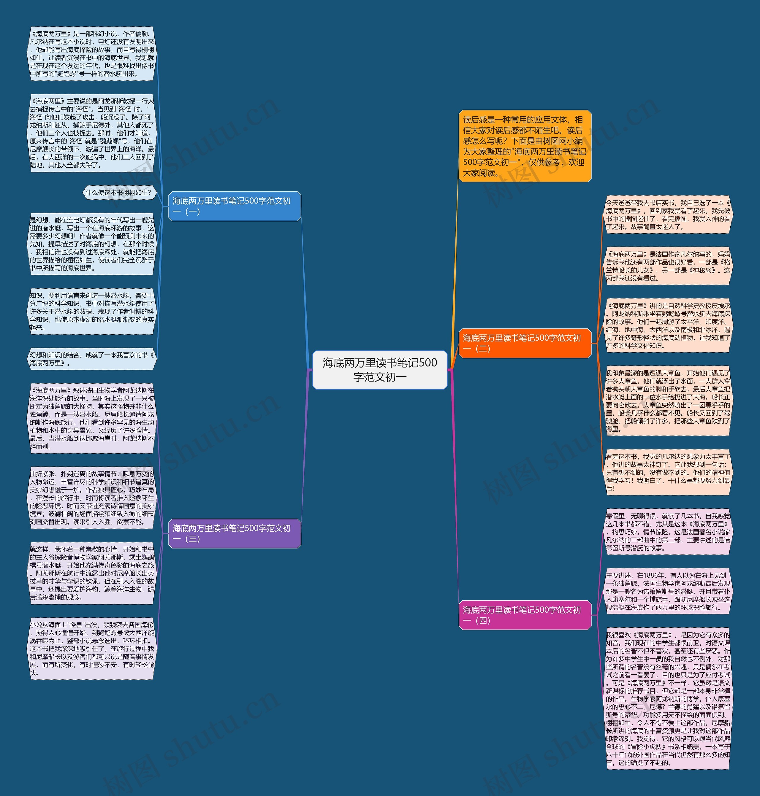 海底两万里读书笔记500字范文初一思维导图