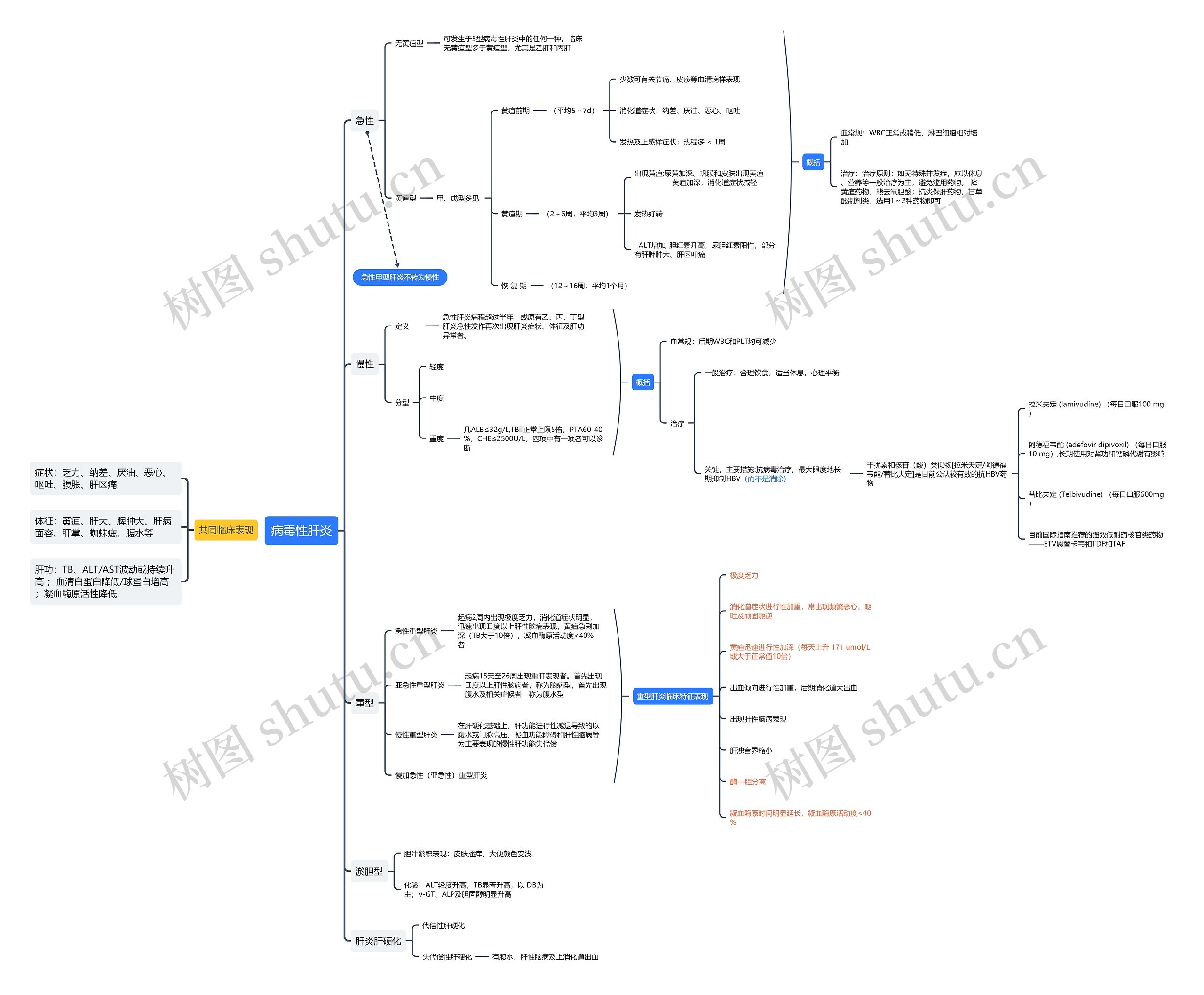 病毒性肝炎思维导图高清图 病毒性肝炎思维导图