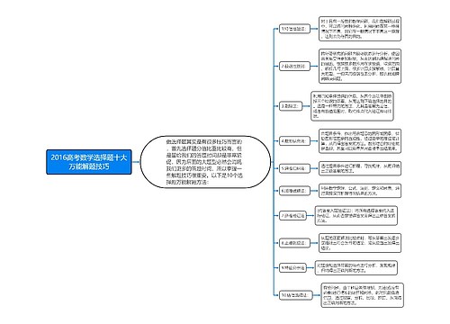 2016高考数学选择题十大万能解题技巧思维导图