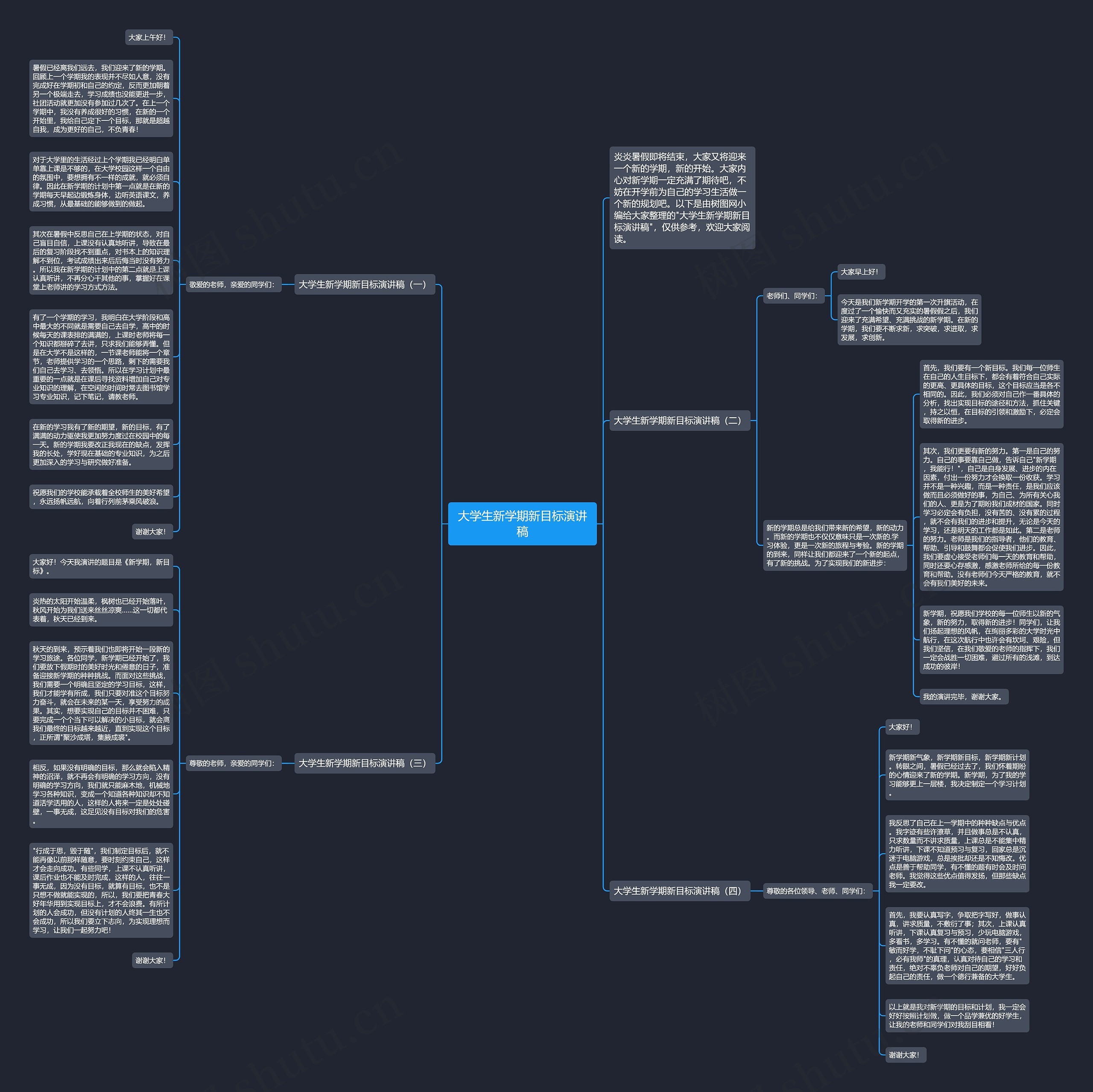 大学生新学期新目标演讲稿思维导图