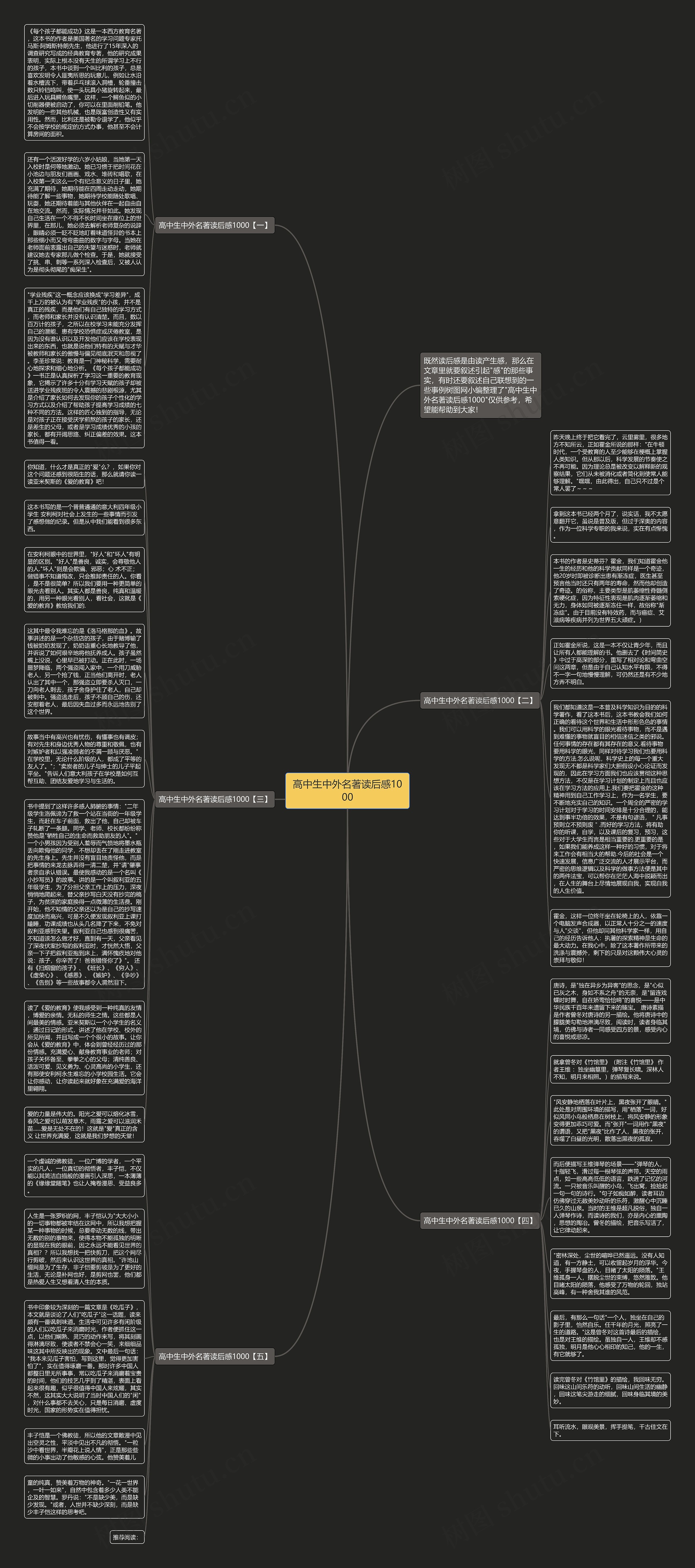 高中生中外名著读后感1000思维导图