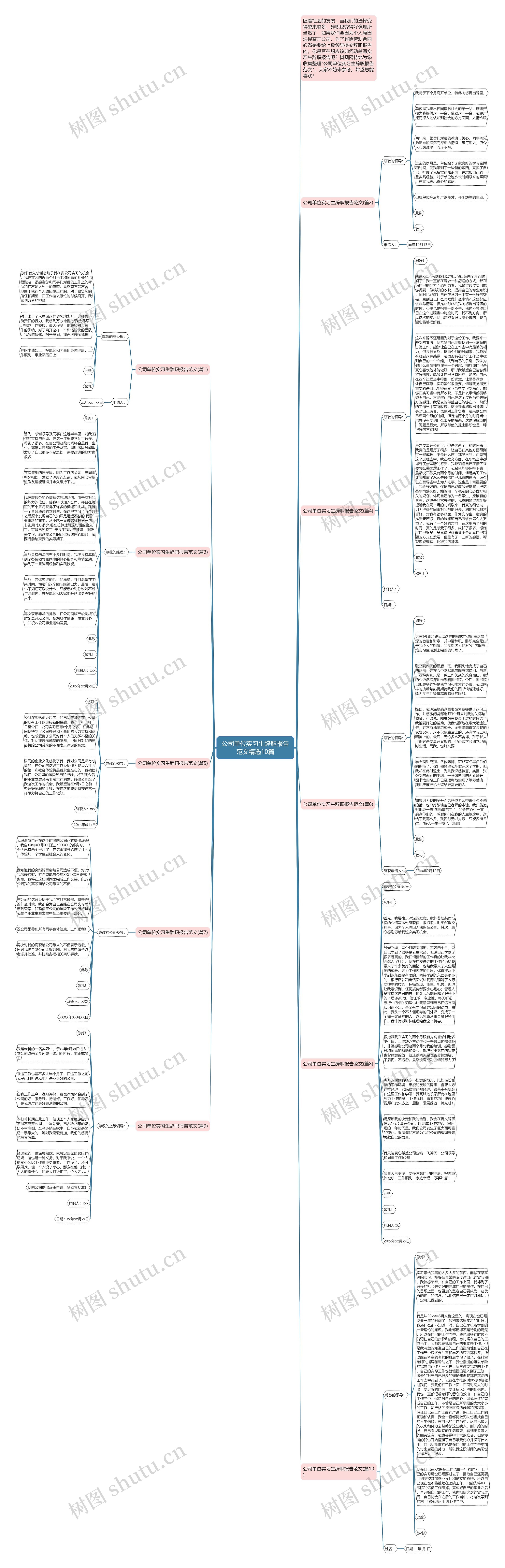 公司单位实习生辞职报告范文精选10篇思维导图