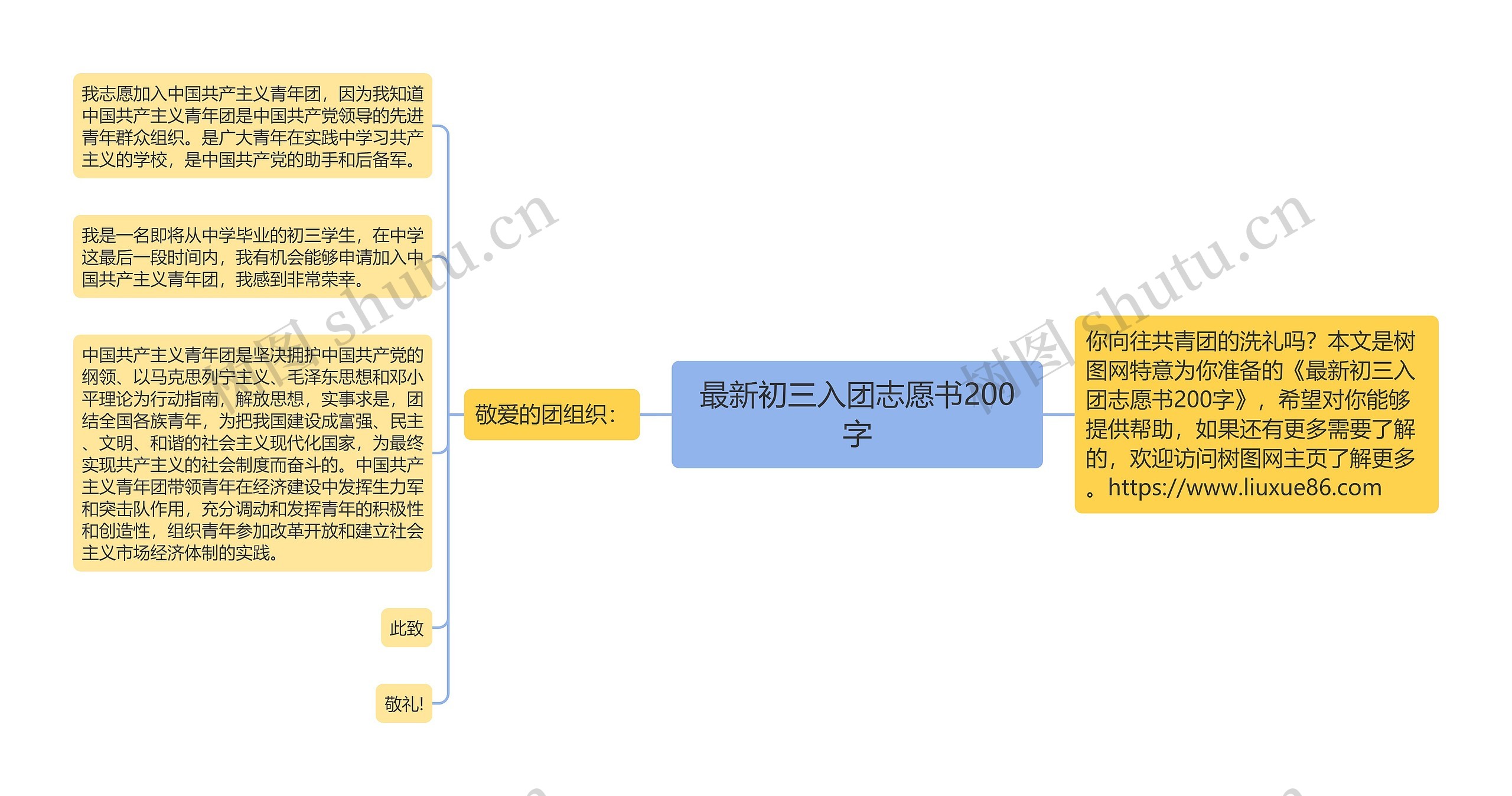 最新初三入团志愿书200字思维导图