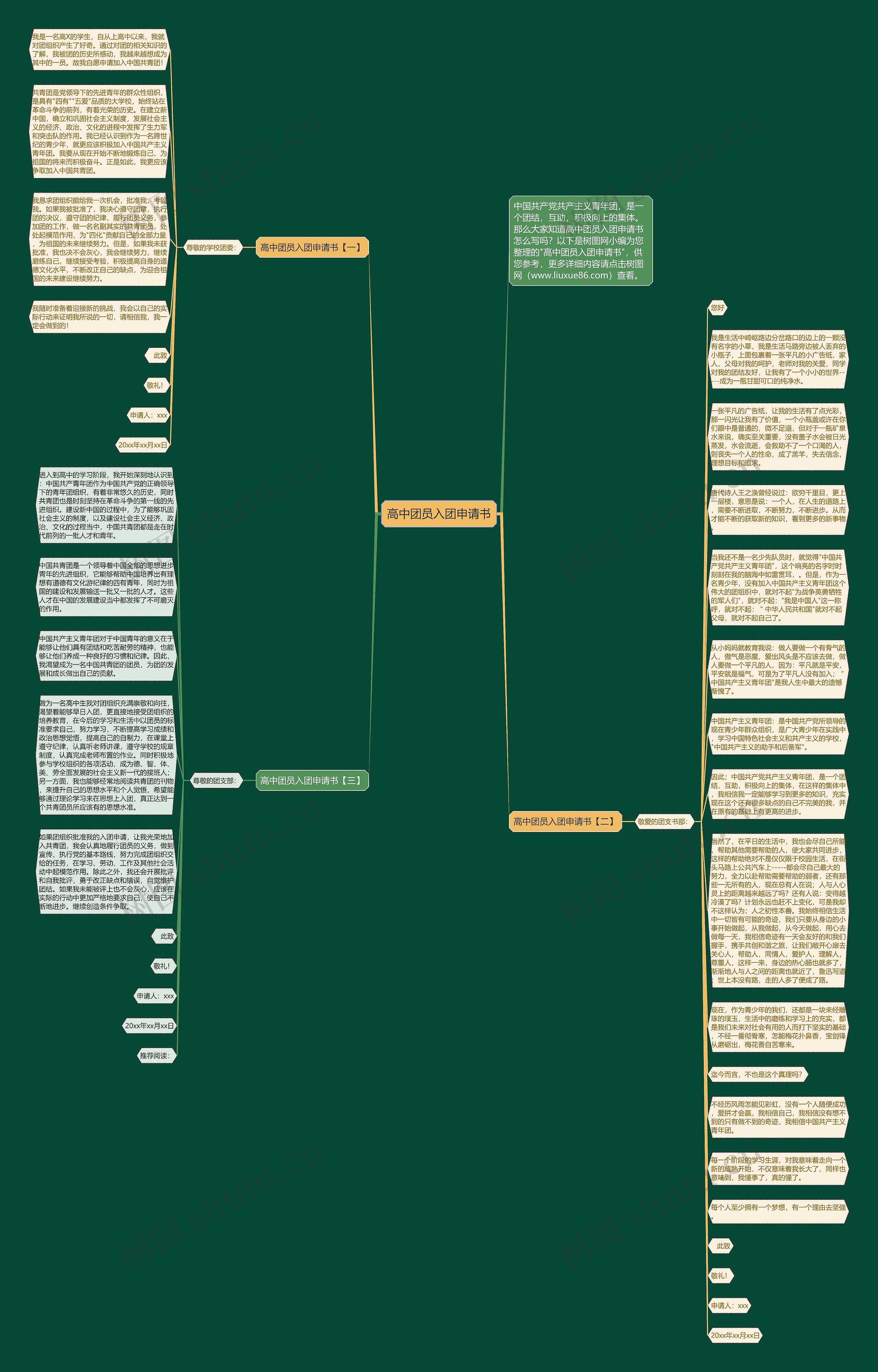 高中团员入团申请书思维导图