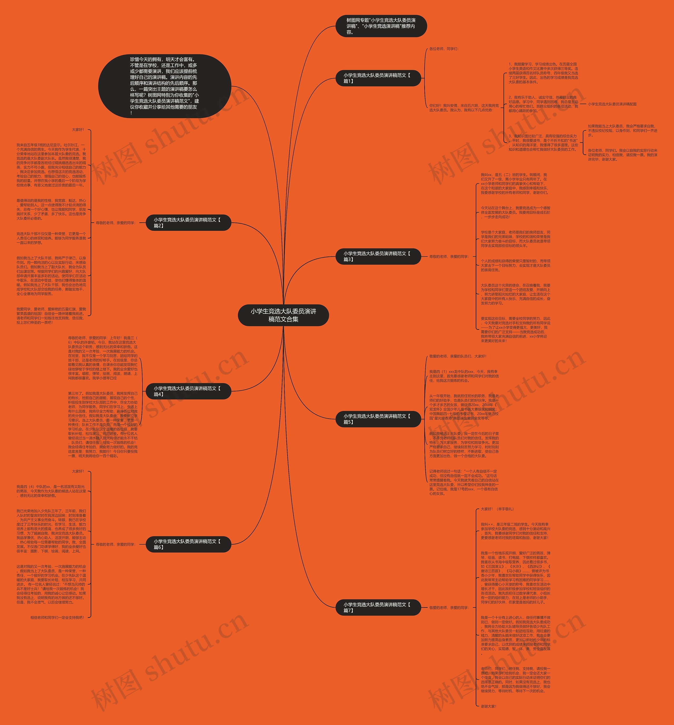 小学生竞选大队委员演讲稿范文合集思维导图