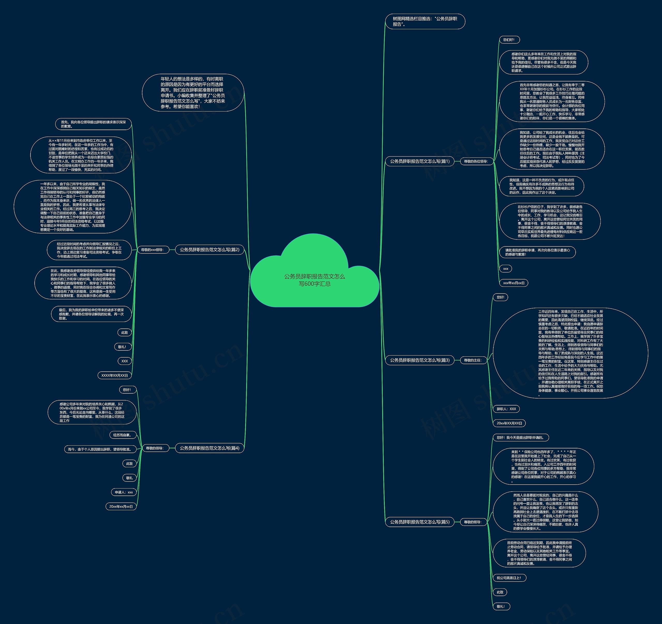 公务员辞职报告范文怎么写600字汇总思维导图