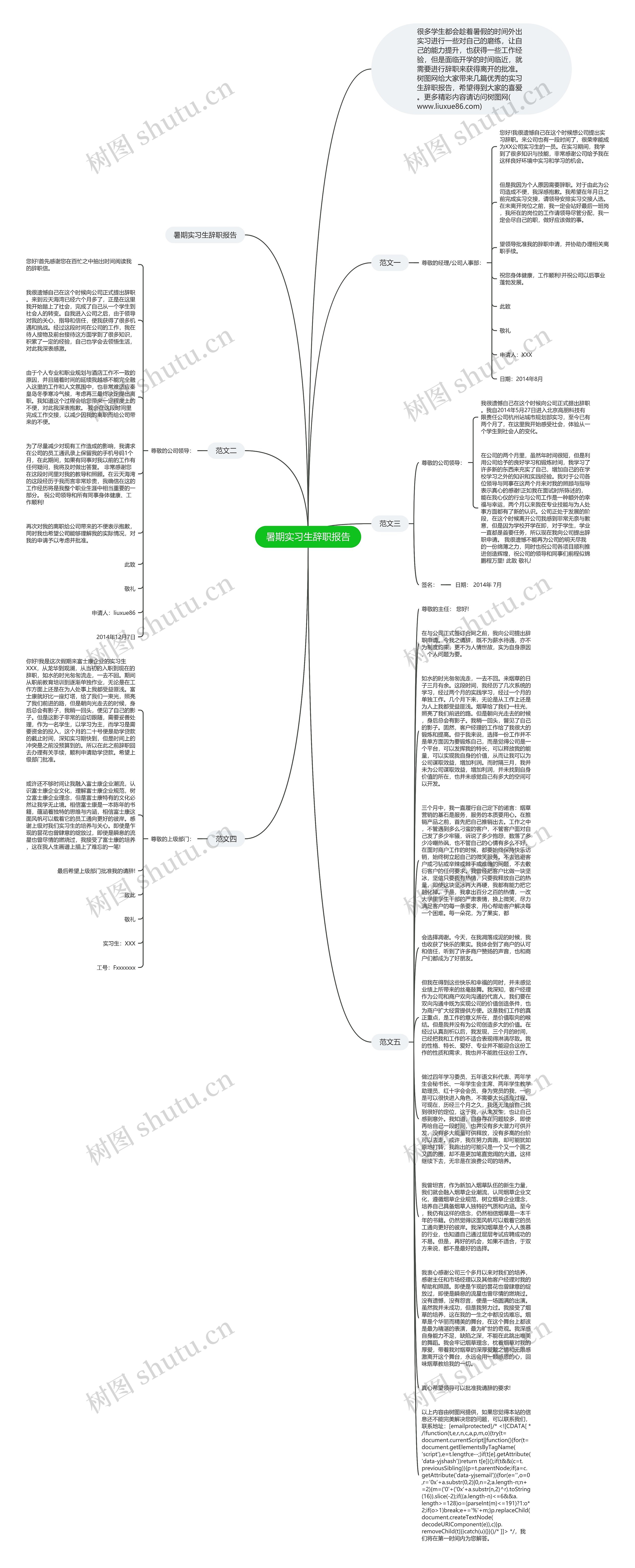 暑期实习生辞职报告思维导图