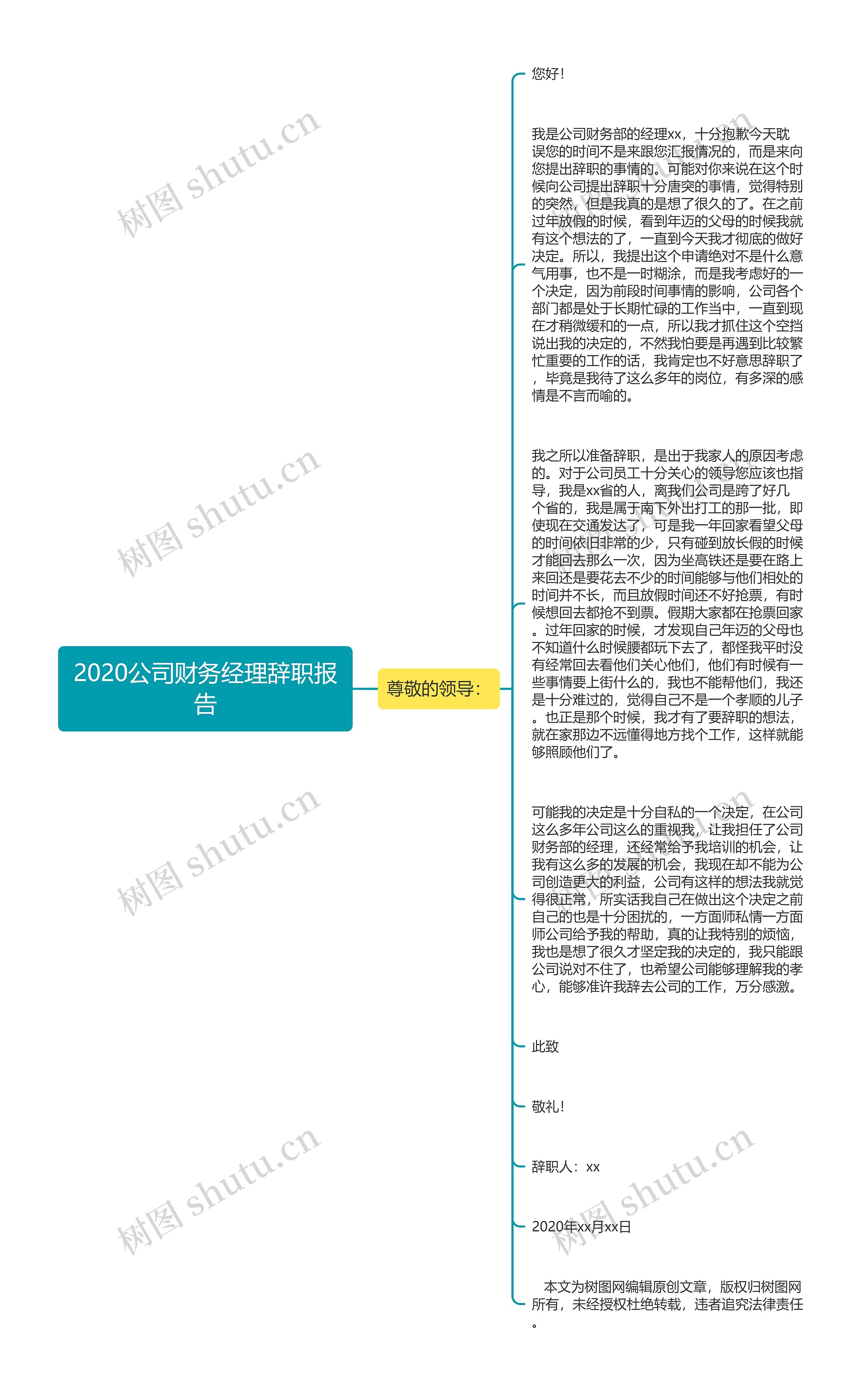 2020公司财务经理辞职报告思维导图