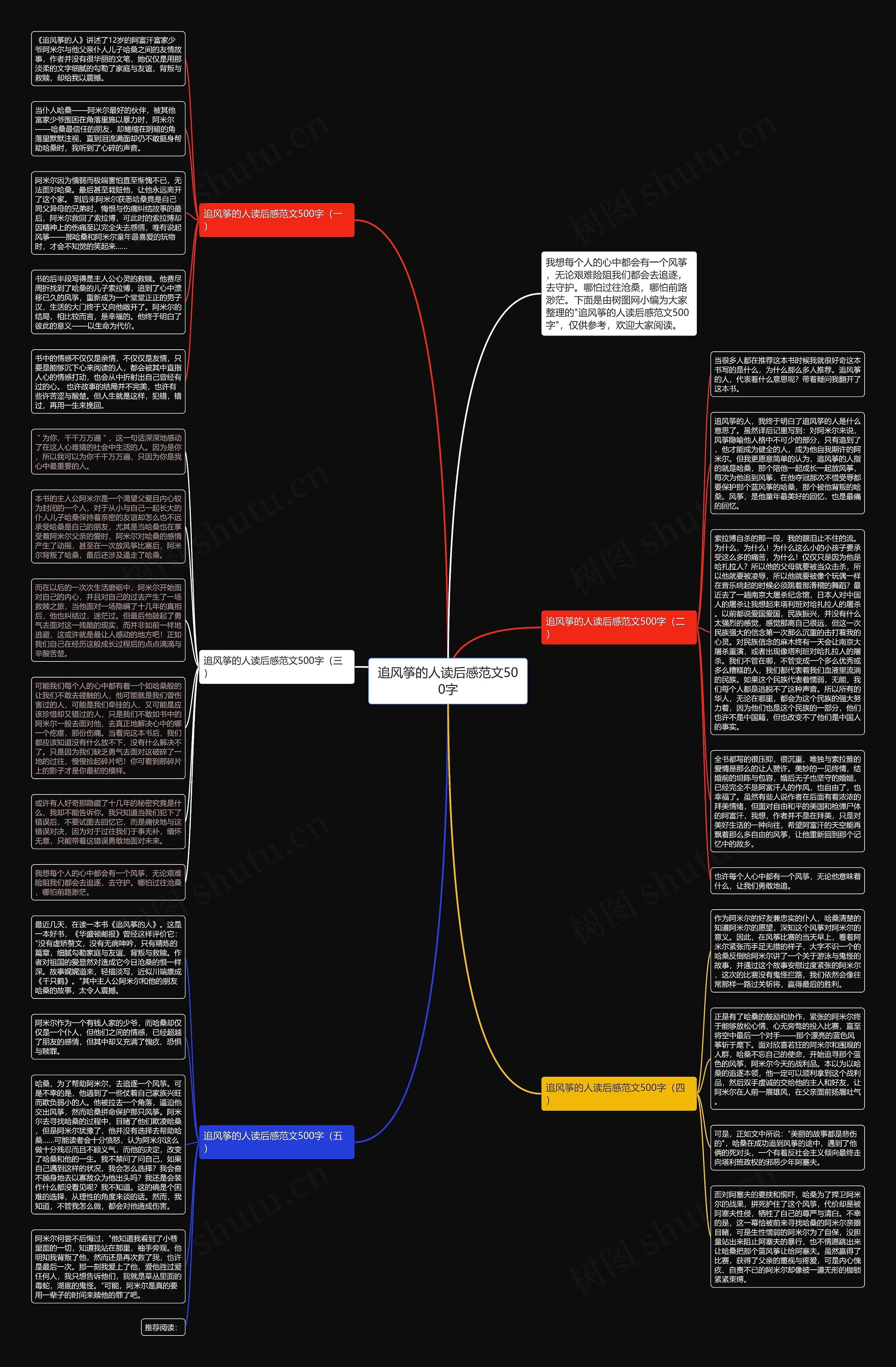 追风筝的人读后感范文500字思维导图