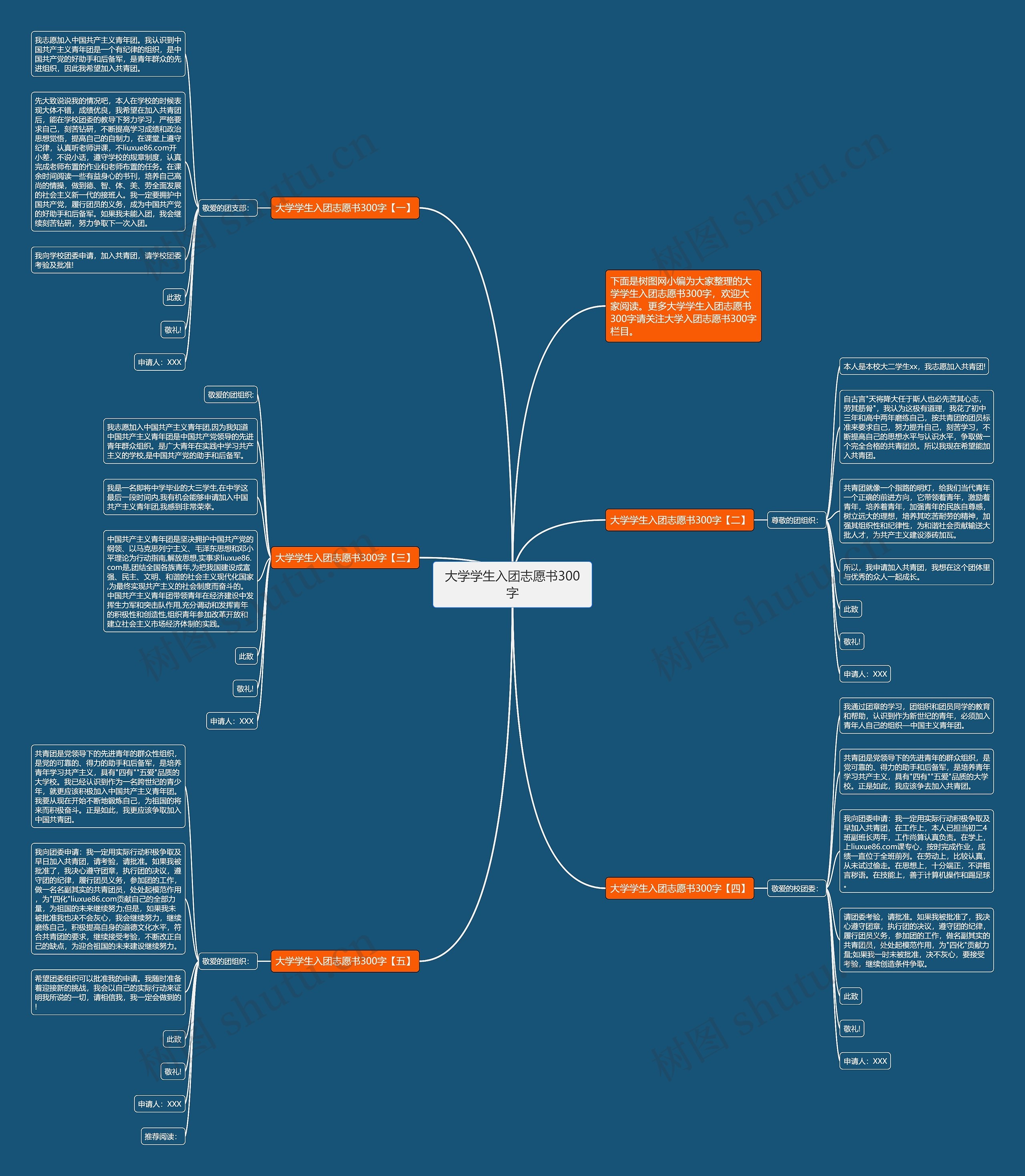 大学学生入团志愿书300字思维导图
