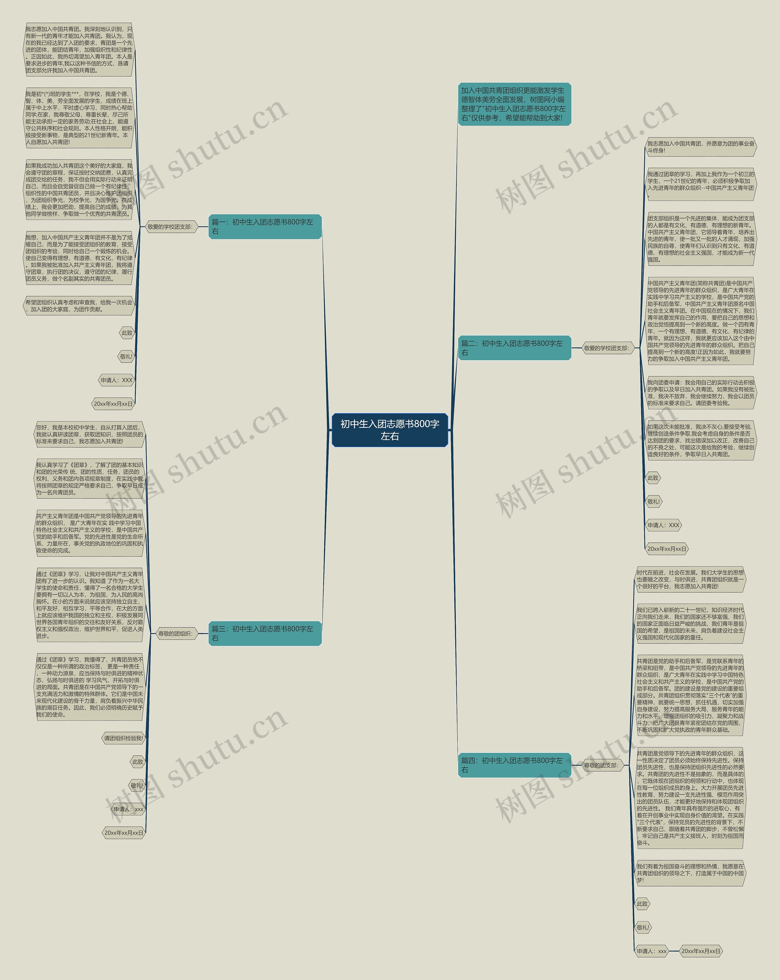 初中生入团志愿书800字左右思维导图