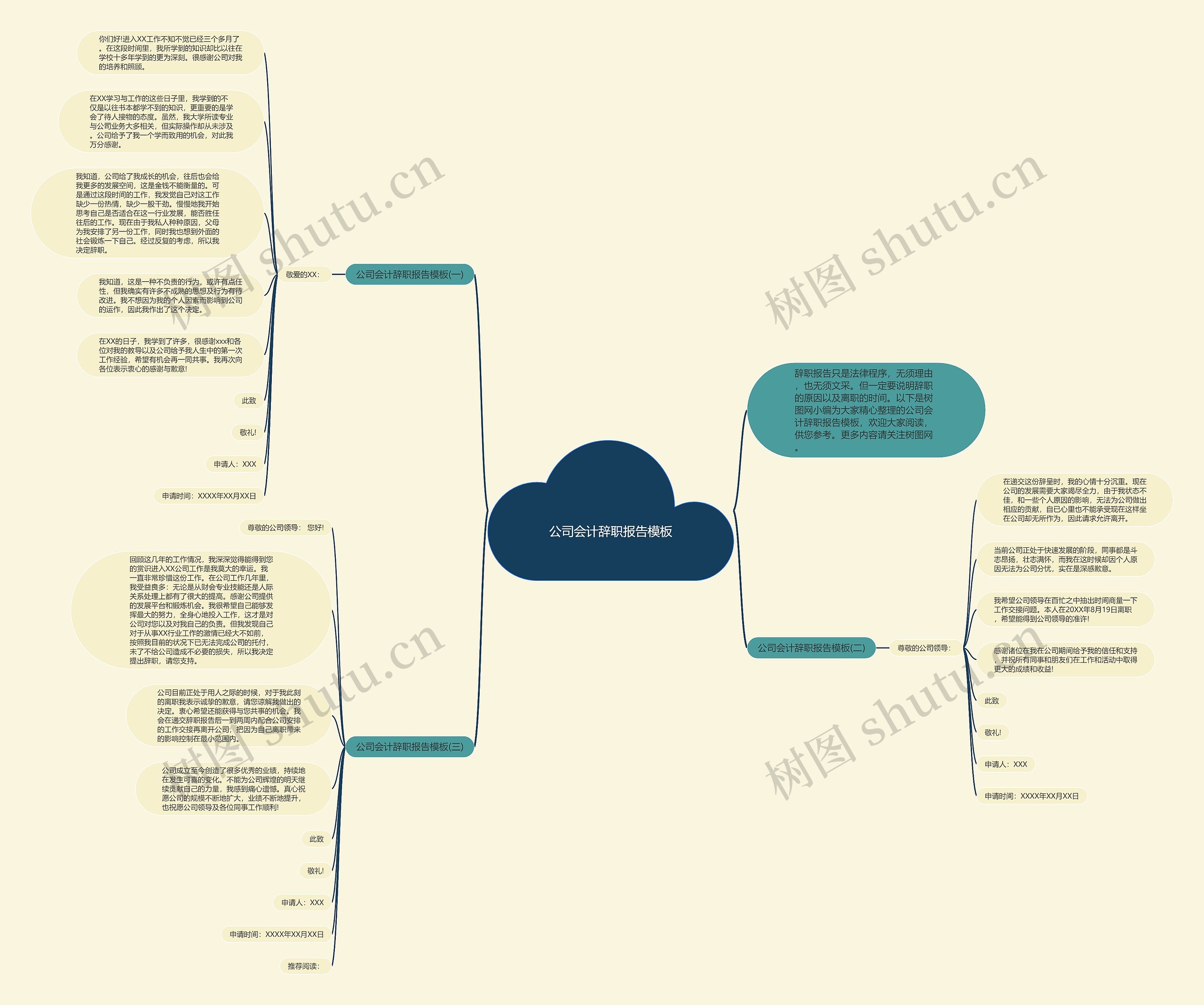 公司会计辞职报告思维导图
