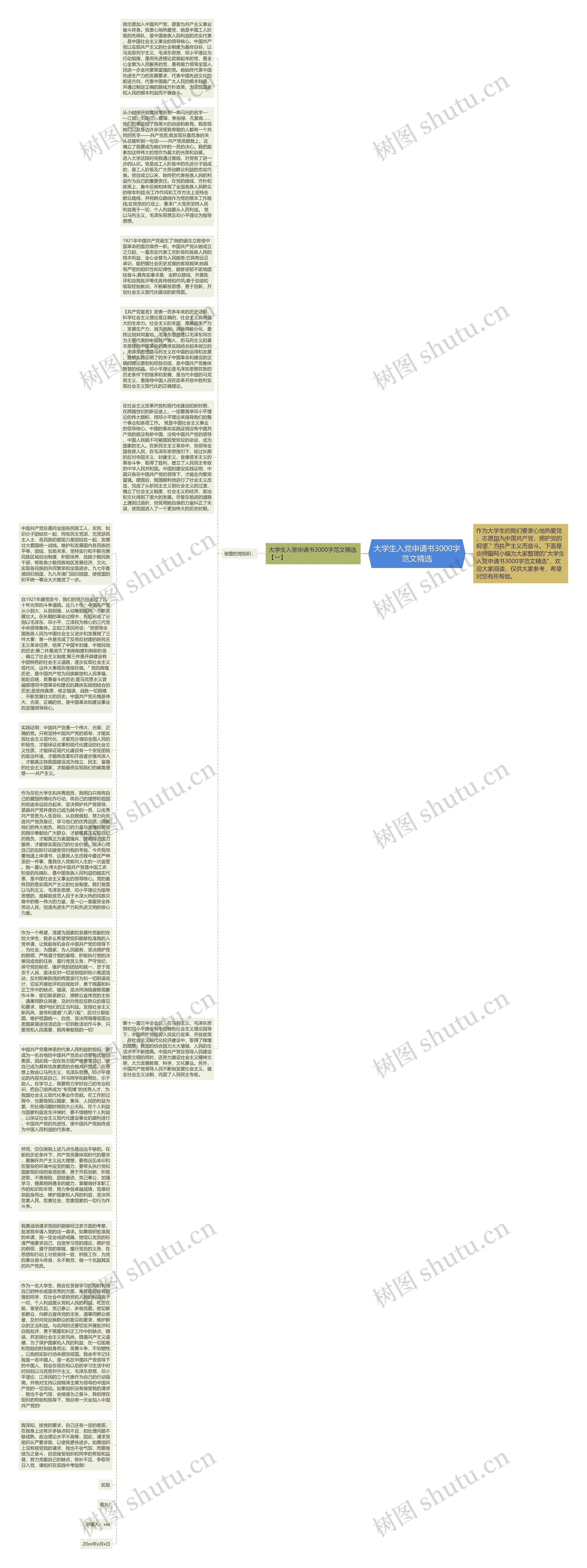 大学生入党申请书3000字范文精选思维导图