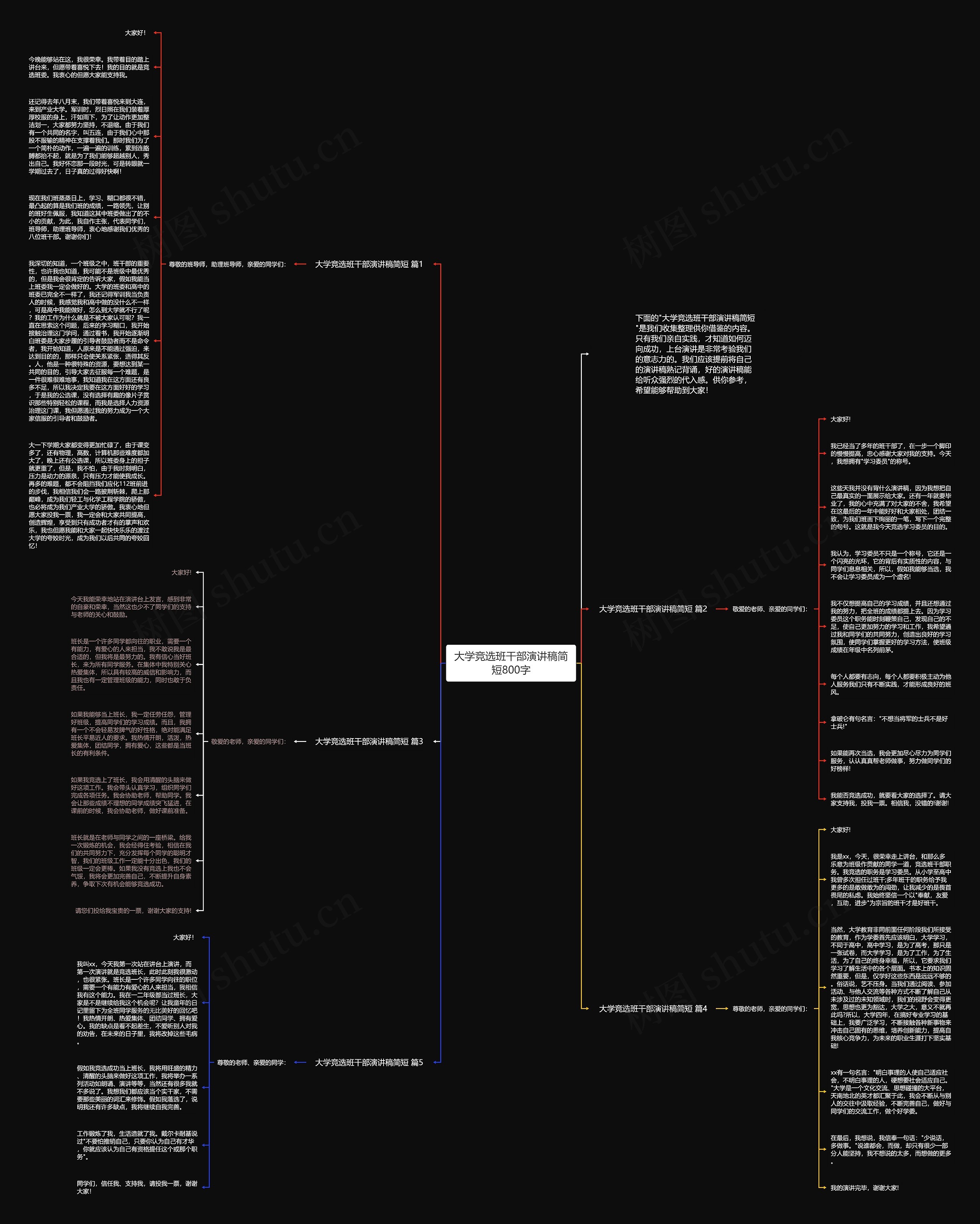 大学竞选班干部演讲稿简短800字思维导图
