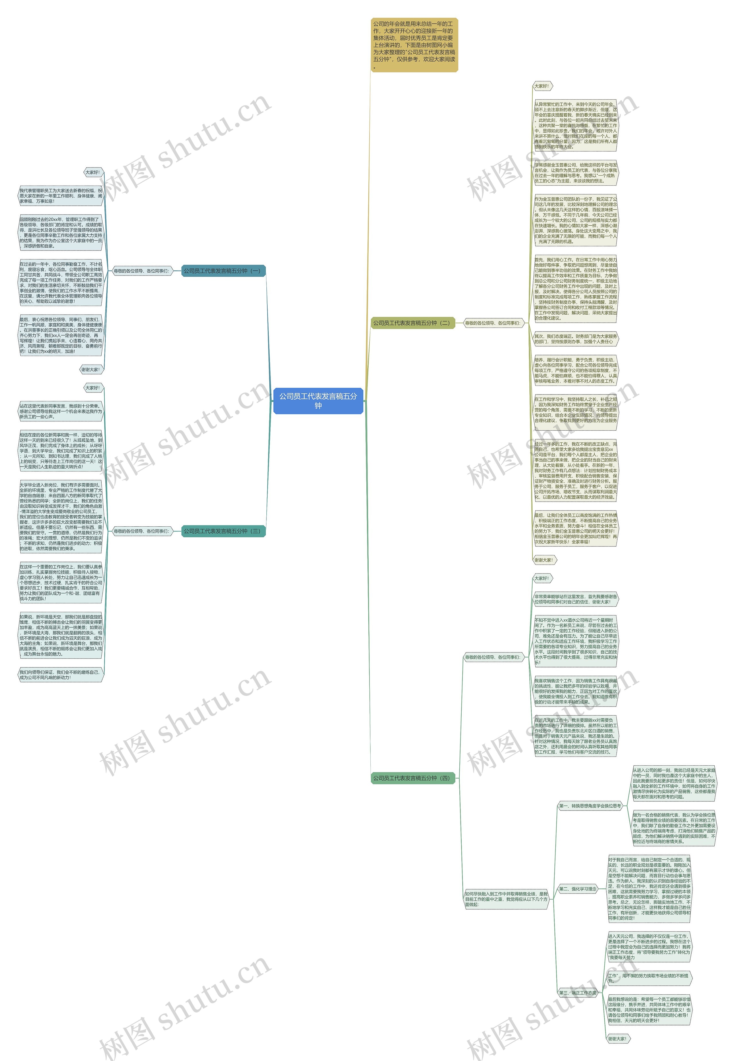 公司员工代表发言稿五分钟思维导图