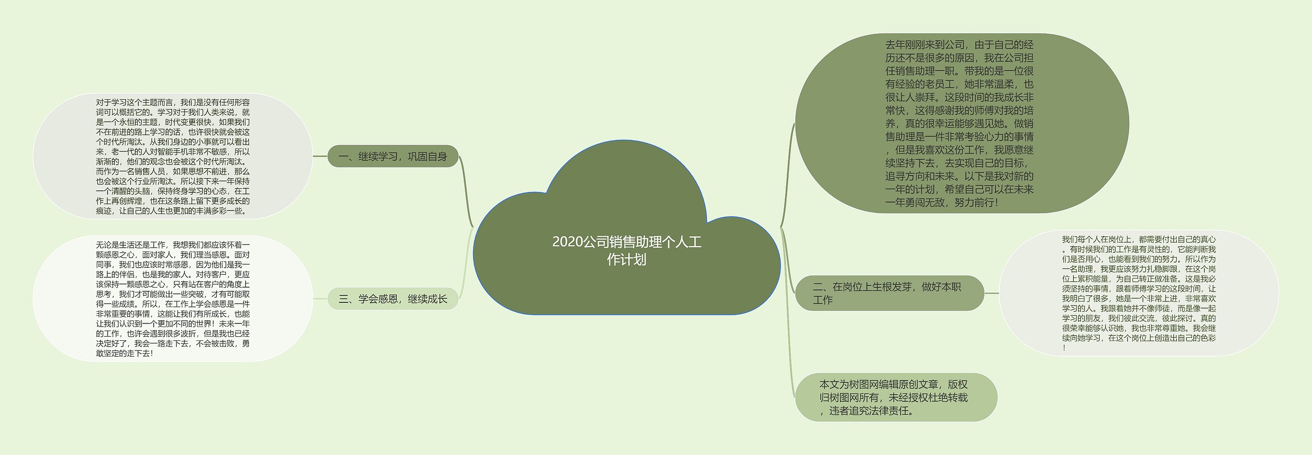 2020公司销售助理个人工作计划思维导图