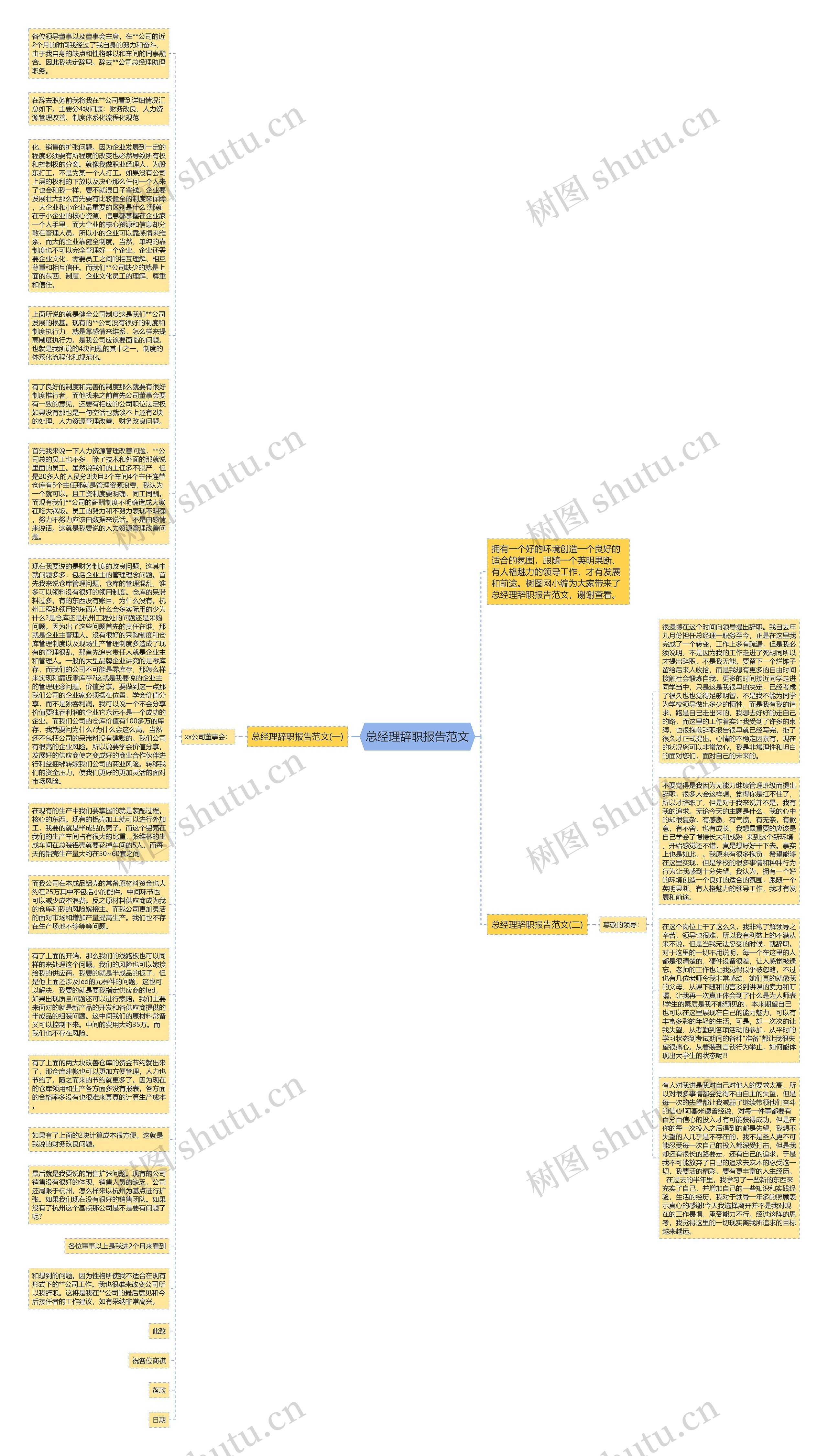总经理辞职报告范文思维导图