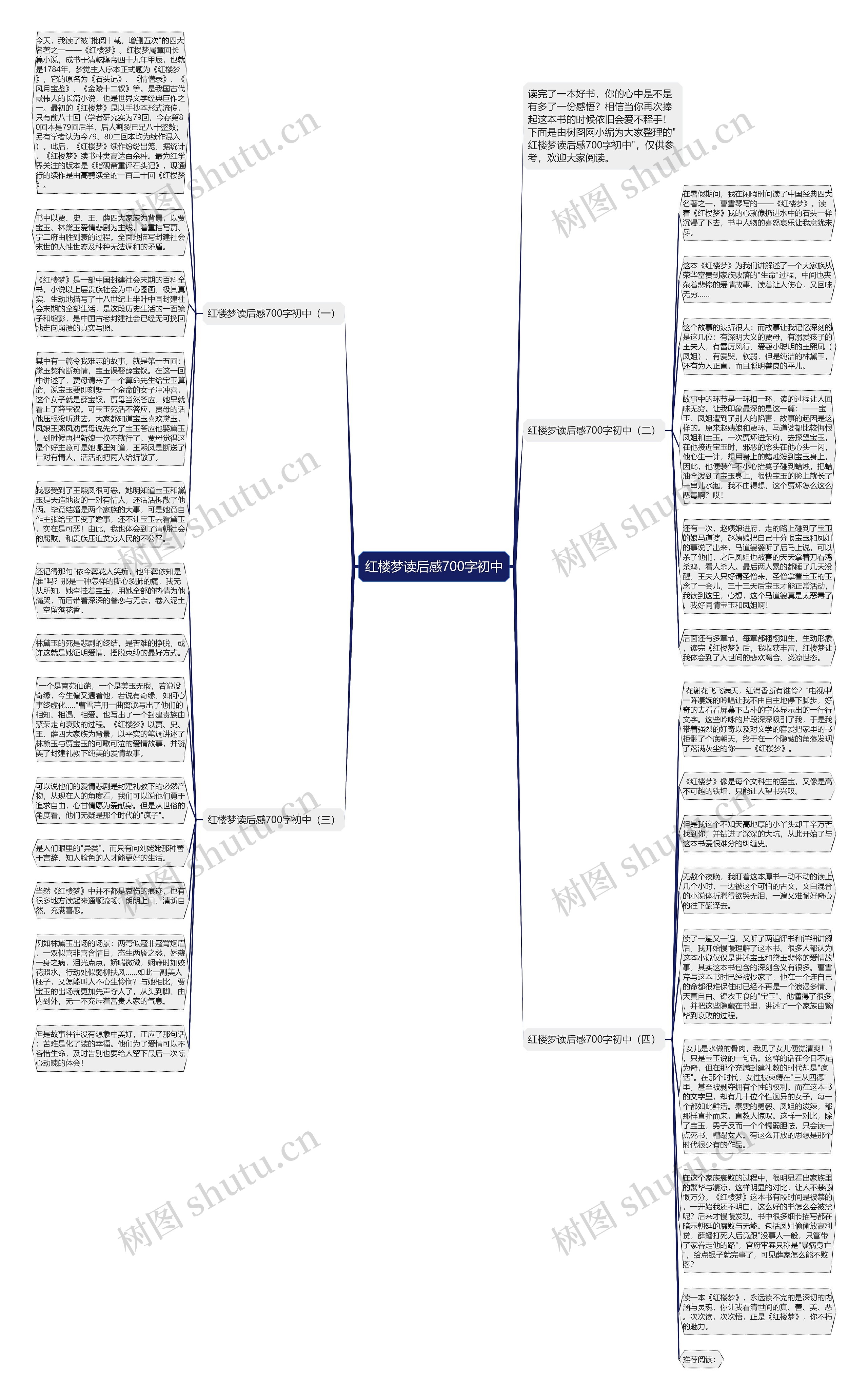 红楼梦读后感700字初中思维导图