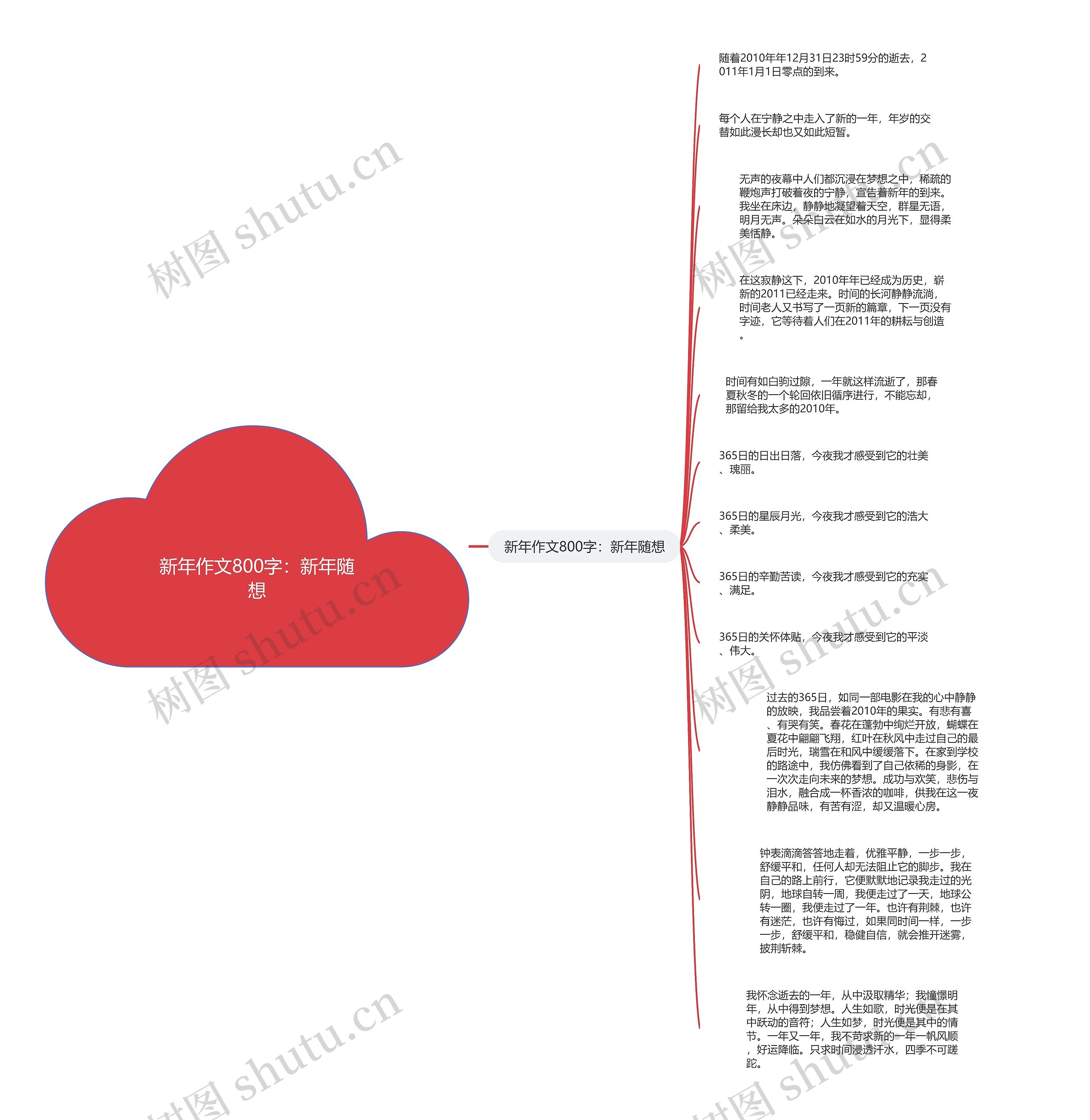 新年作文800字：新年随想思维导图