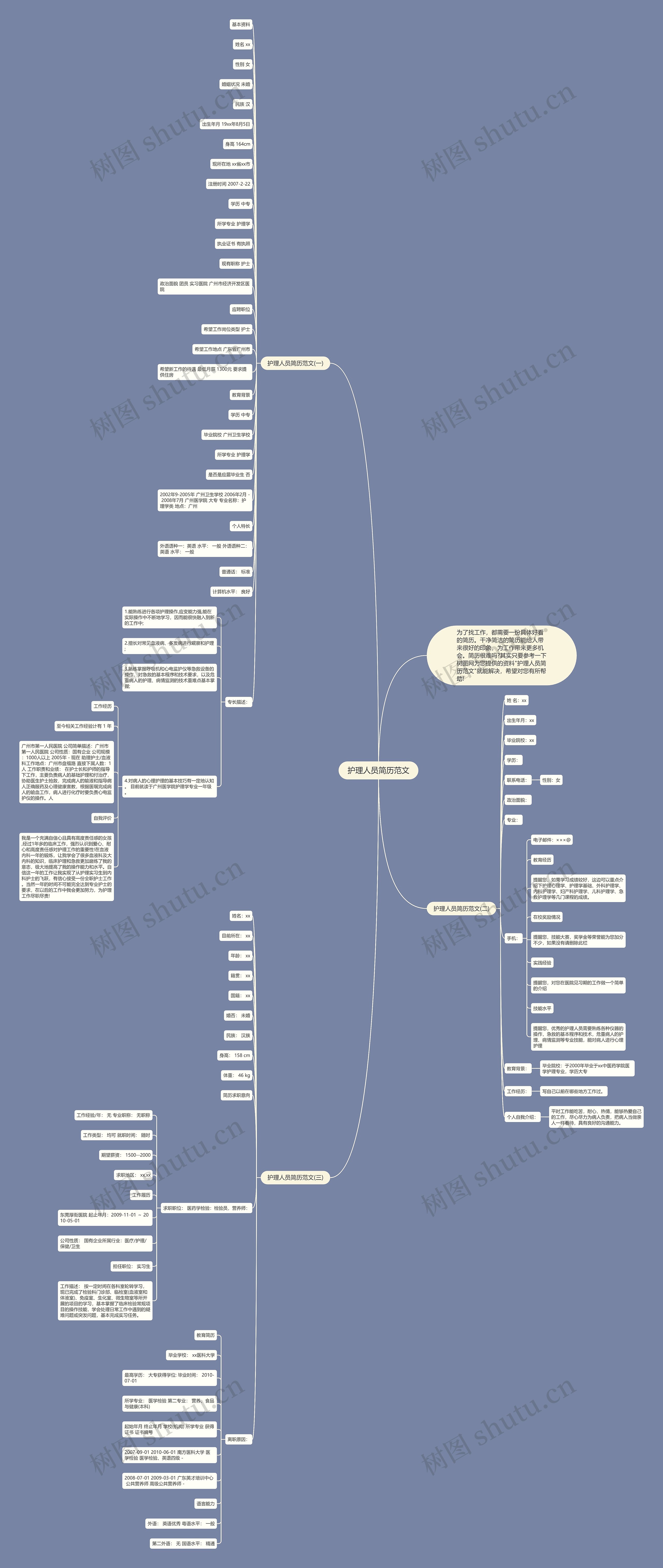 护理人员简历范文思维导图