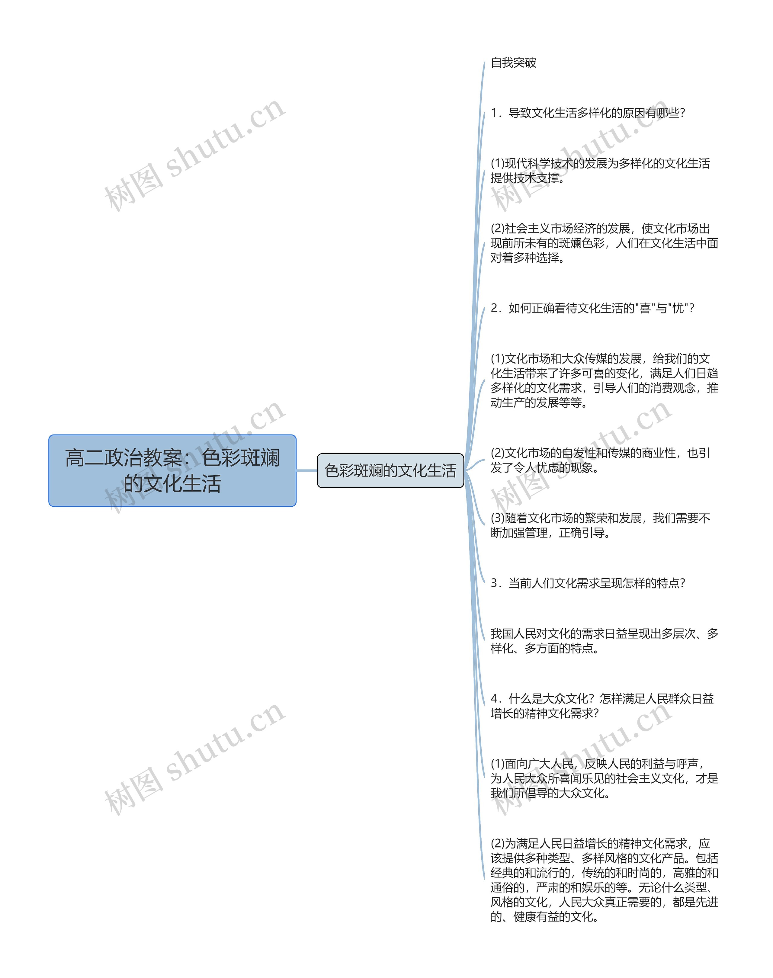 高二政治教案：色彩斑斓的文化生活思维导图