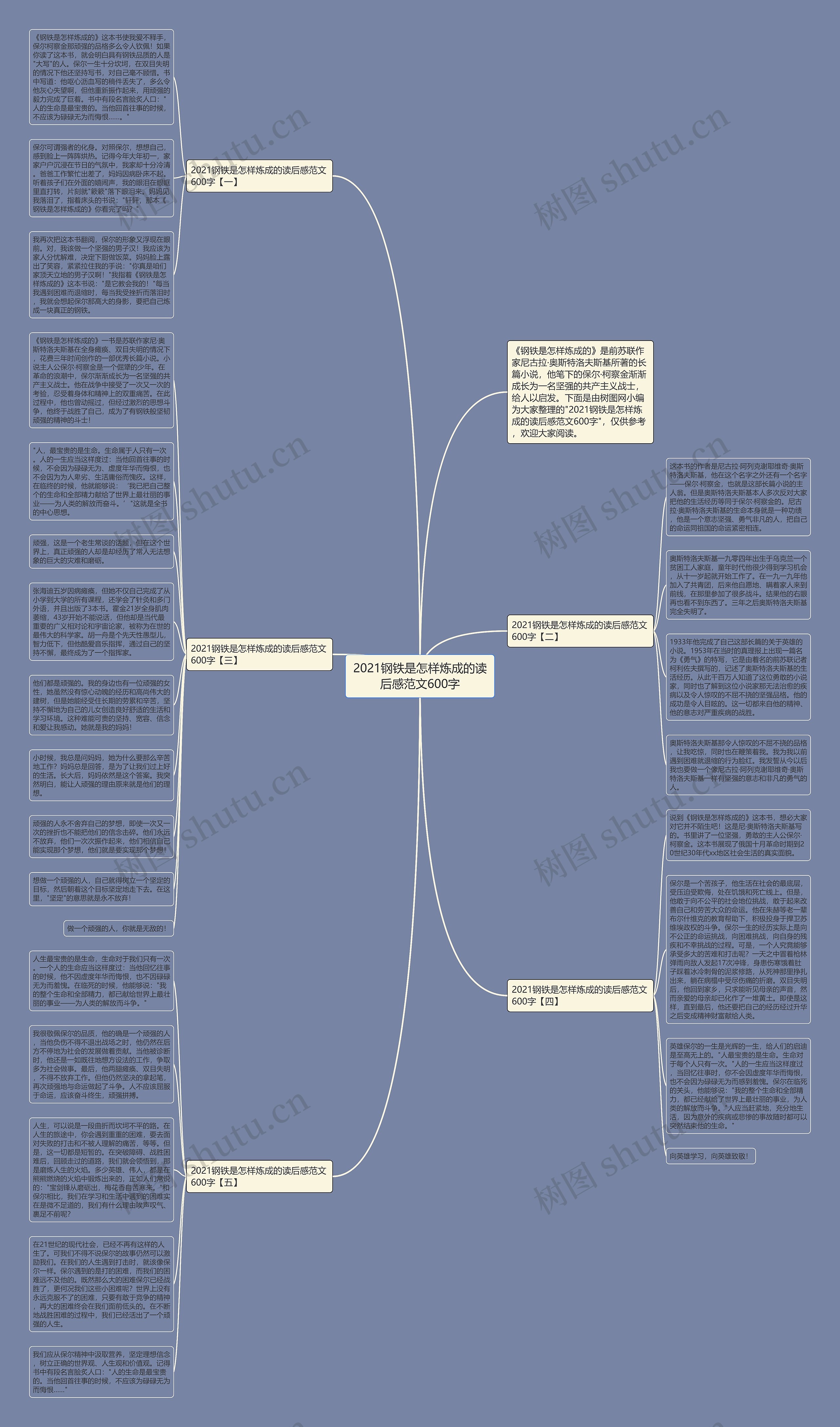 2021钢铁是怎样炼成的读后感范文600字思维导图