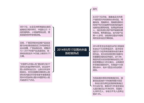 2014年5月17日国内外最新时政热点